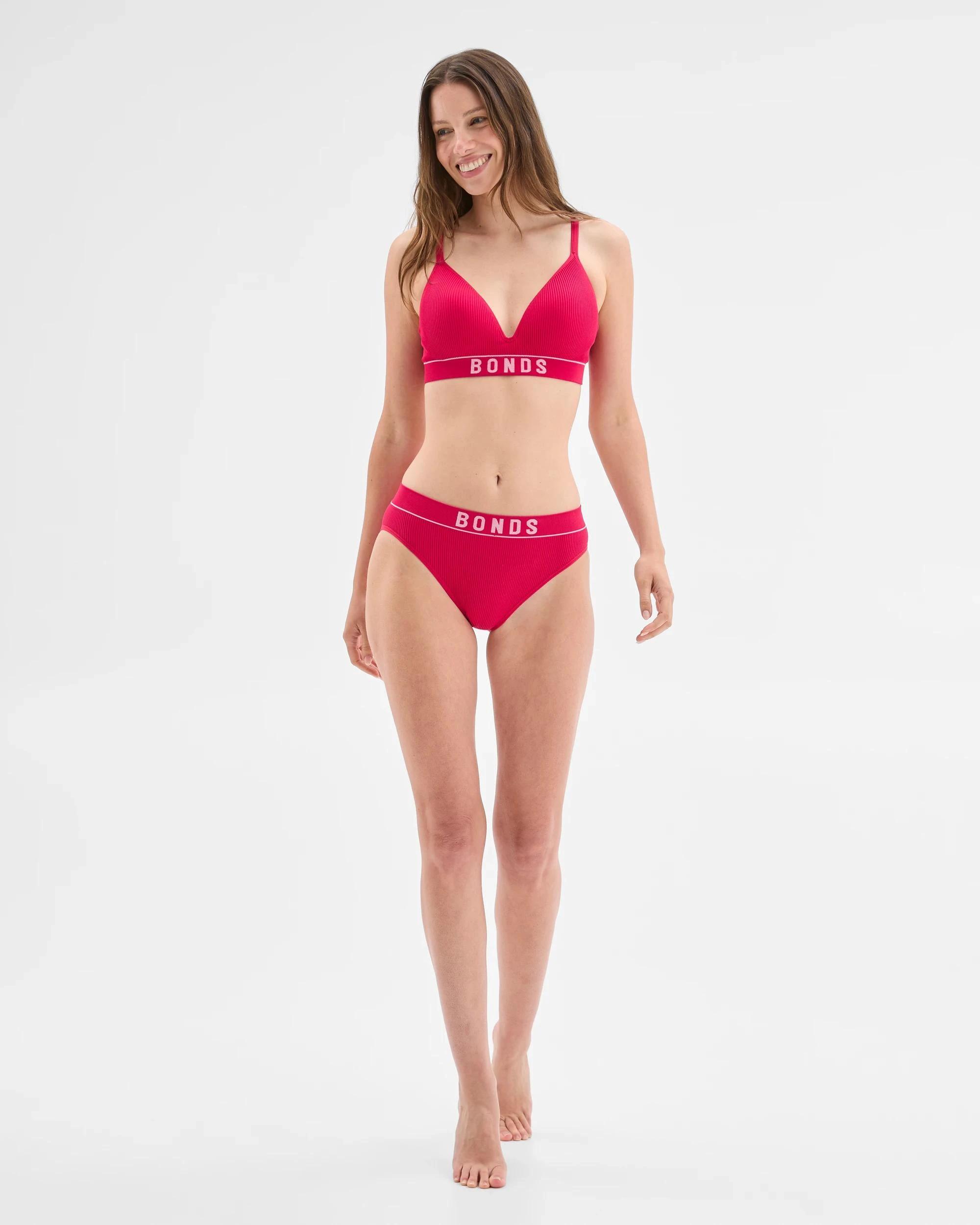 4 Bonds Womens Retro Hi Leg Bikini Briefs RED GRANITA, 4 of 6