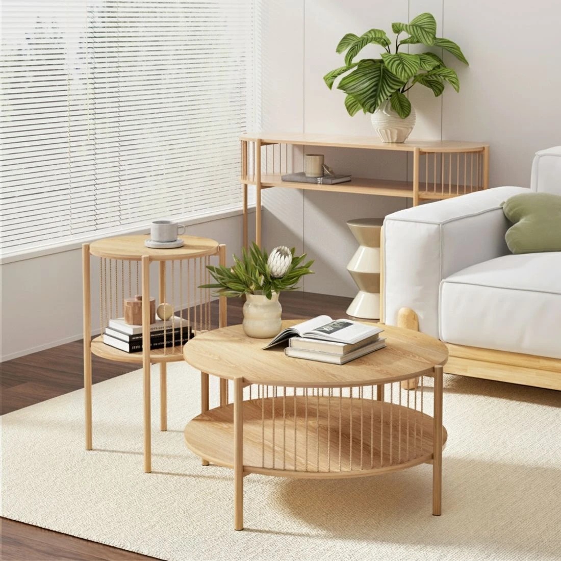 6 Artiss Console Table 124CM - Natural, 6 of 6