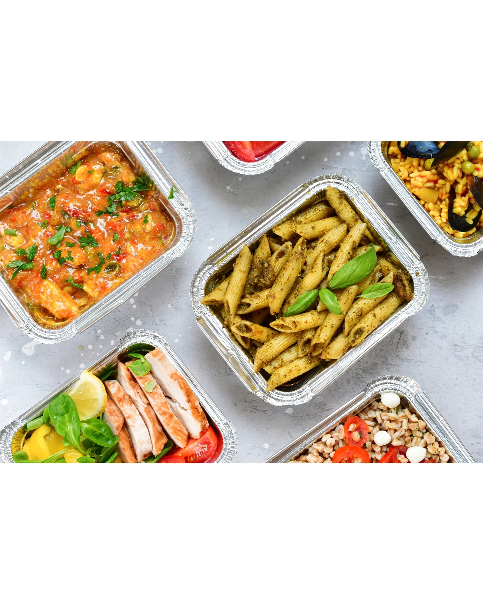 2 Partyware 4pc Single Use Foil Tray Set Rectangular 310x205x60mm - Metallic, 2 of 2