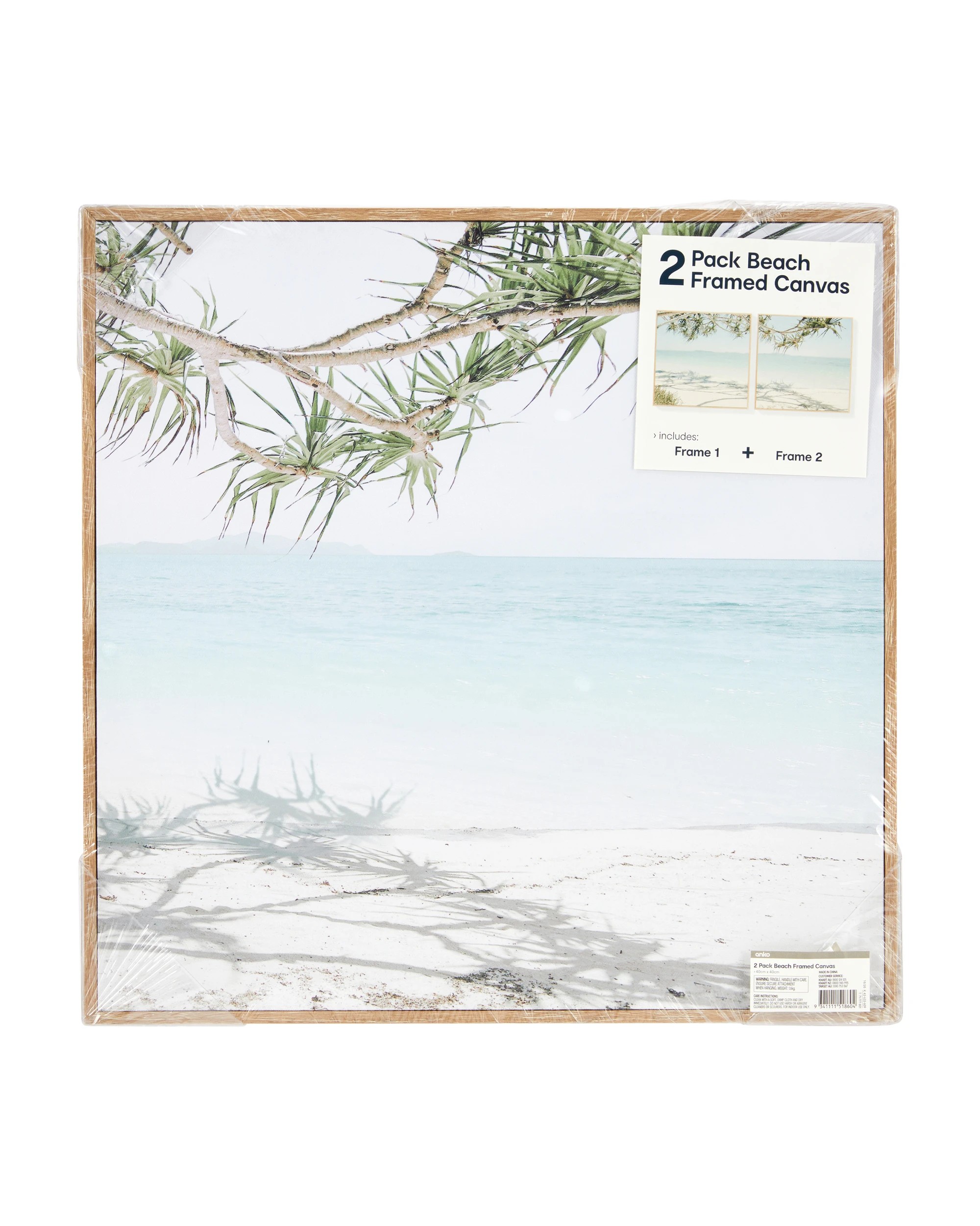 6 2 Pack Beach Framed Canvas - 40cm x 40cm, 6 of 6