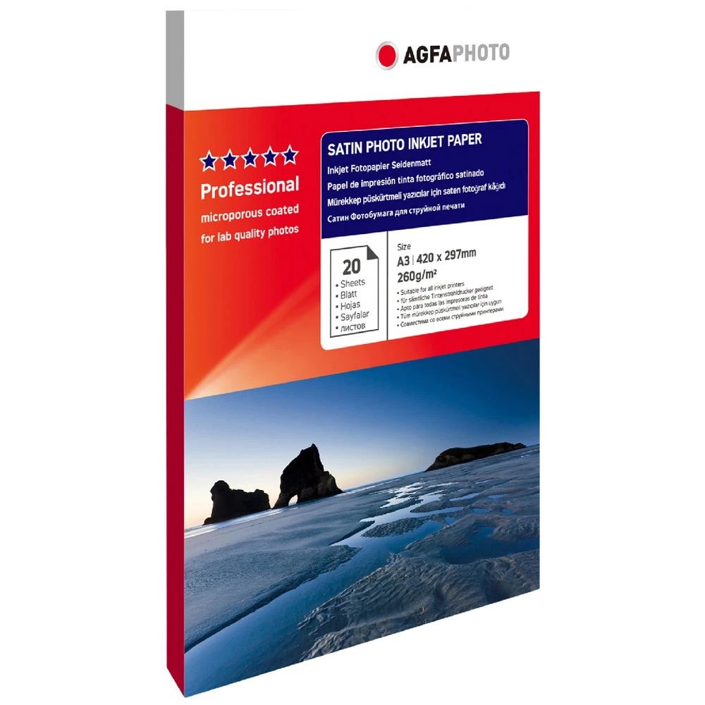 1 AGFA A3 Satin Photo Paper Inkjet 260gsm 20 Pack, 1 of 1