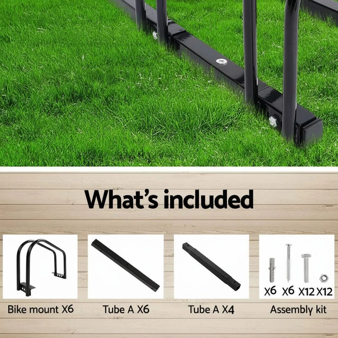 6 Weisshorn 6 Bike Stand Rack Bicycle Storage Floor Parking Holder Cycling - Black, 6 of 9