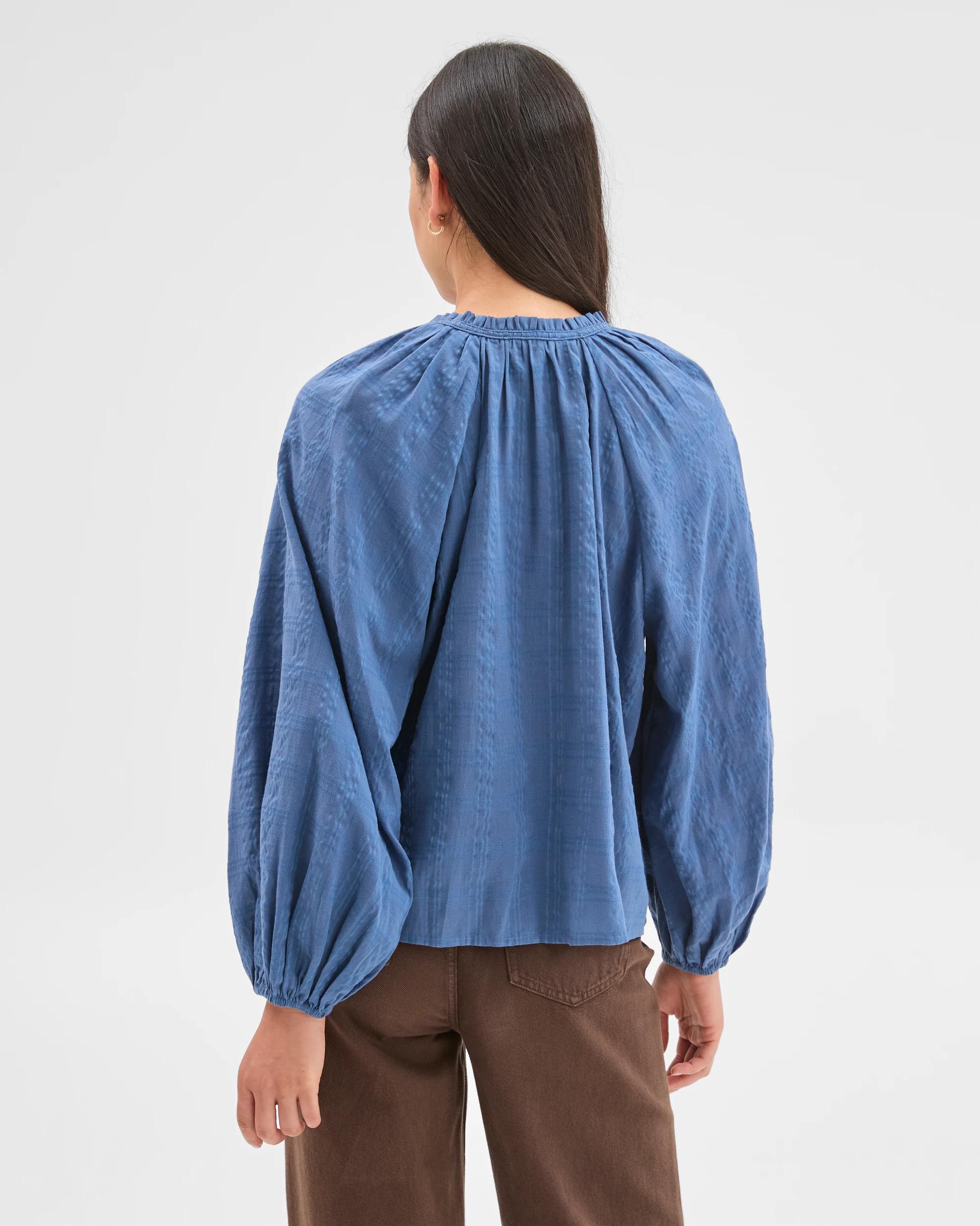 6 Target Woman Long Sleeve Textured Blouse BLUE JAY, 6 of 6