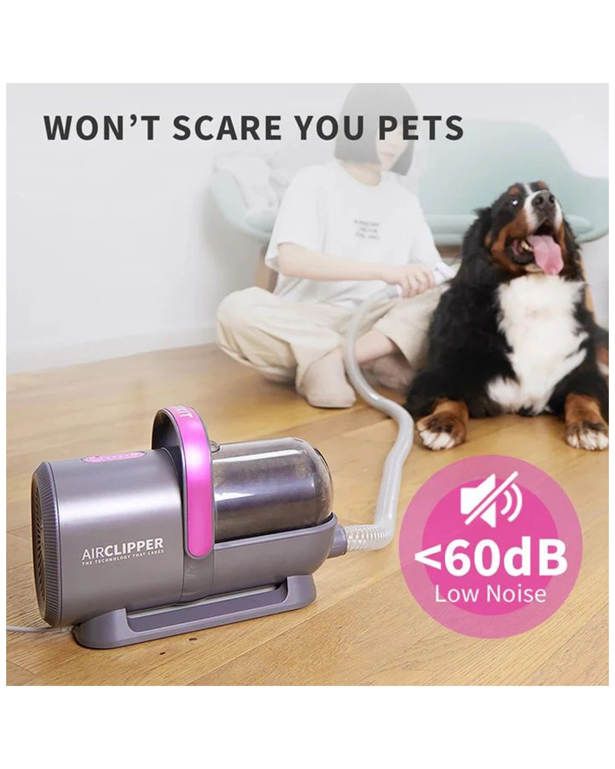 5 Petkit AirClipper 5-in-1 Pet Grooming Kit Vacuum Low Noise Fur Trimmer 1.4L - Multi, 5 of 5