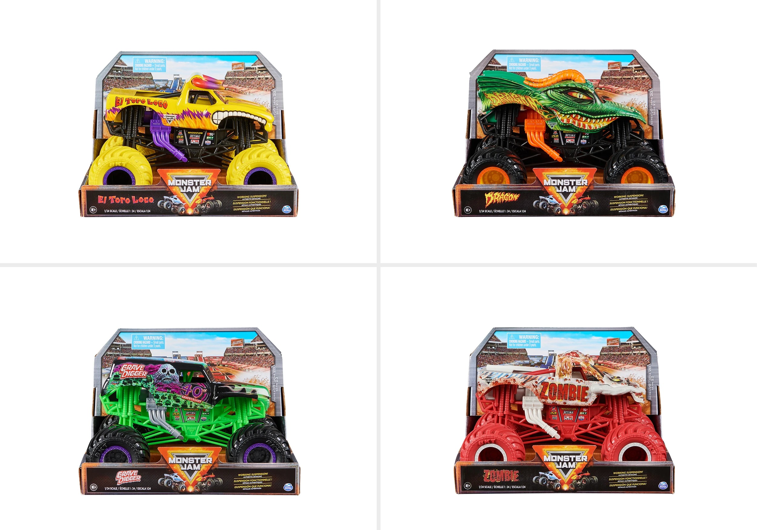 3 Monster Jam 1:24 Die Cast Monster Truck - Assorted, 3 of 8