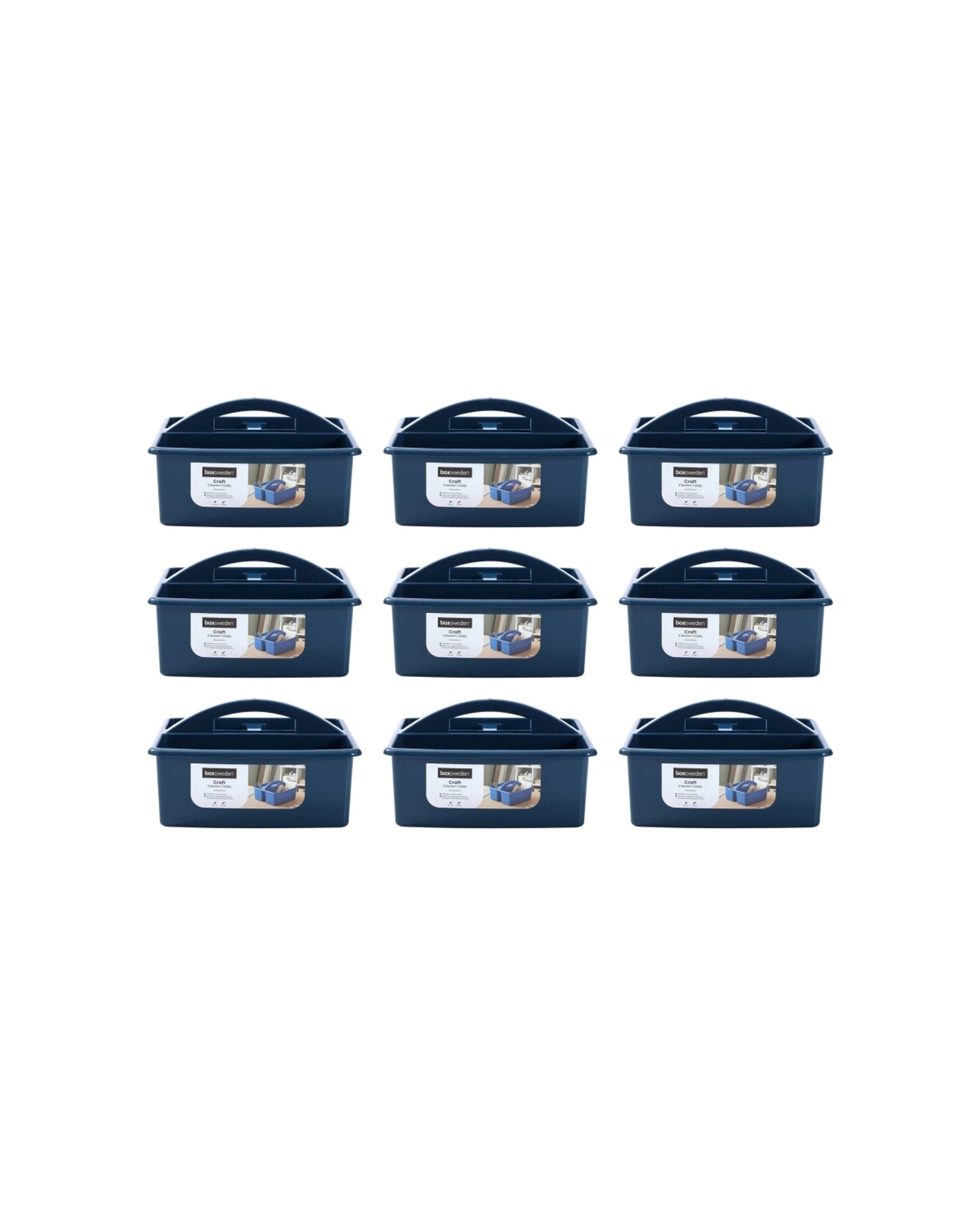 1 Boxsweden 9PK Craft Caddy 3 Section Home Organiser Storage Container - Assorted, 1 of 7