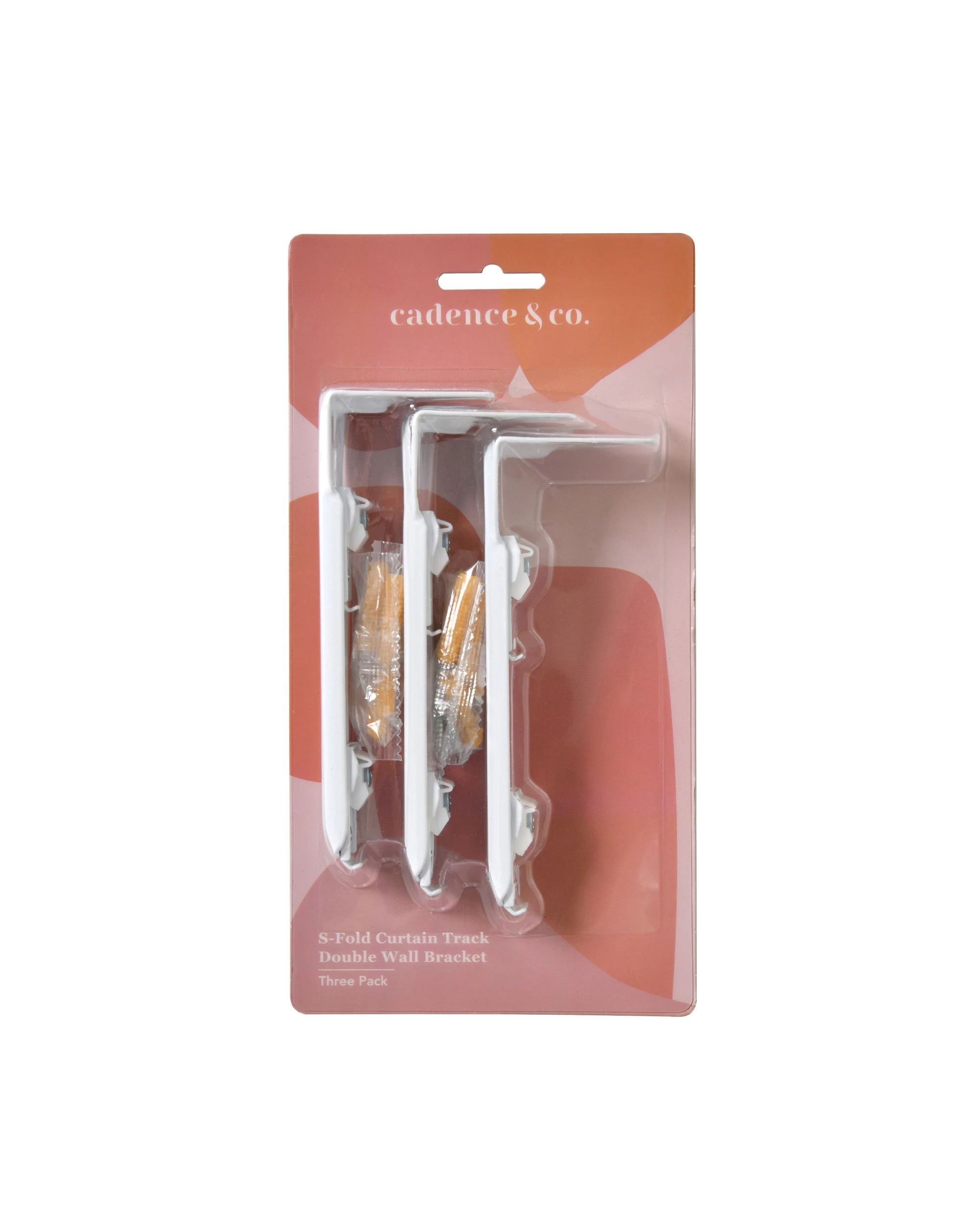 4 Cadence & Co. S-Fold Curtain Track Double Bracket 3 Pack - White, 4 of 4