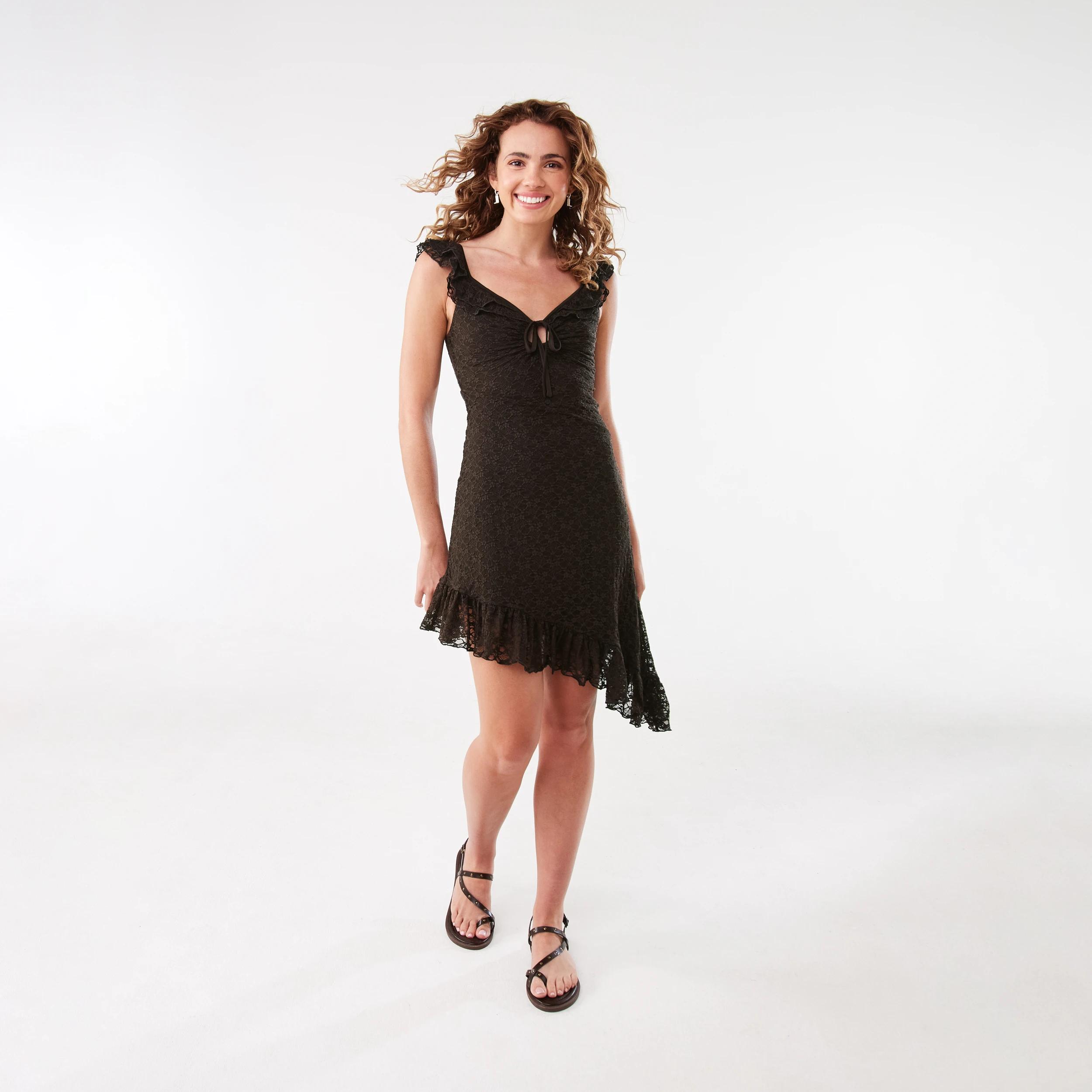 2 Asymmetrical Mini Dress Melt Brown, 2 of 9