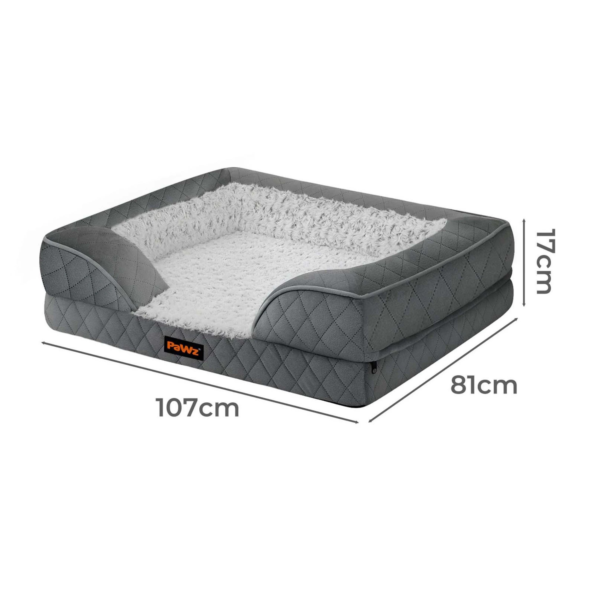 3 Pawz Xl Size Large Dog Bed Orthopedic Memory Foam In Colour - Grey, 3 of 9