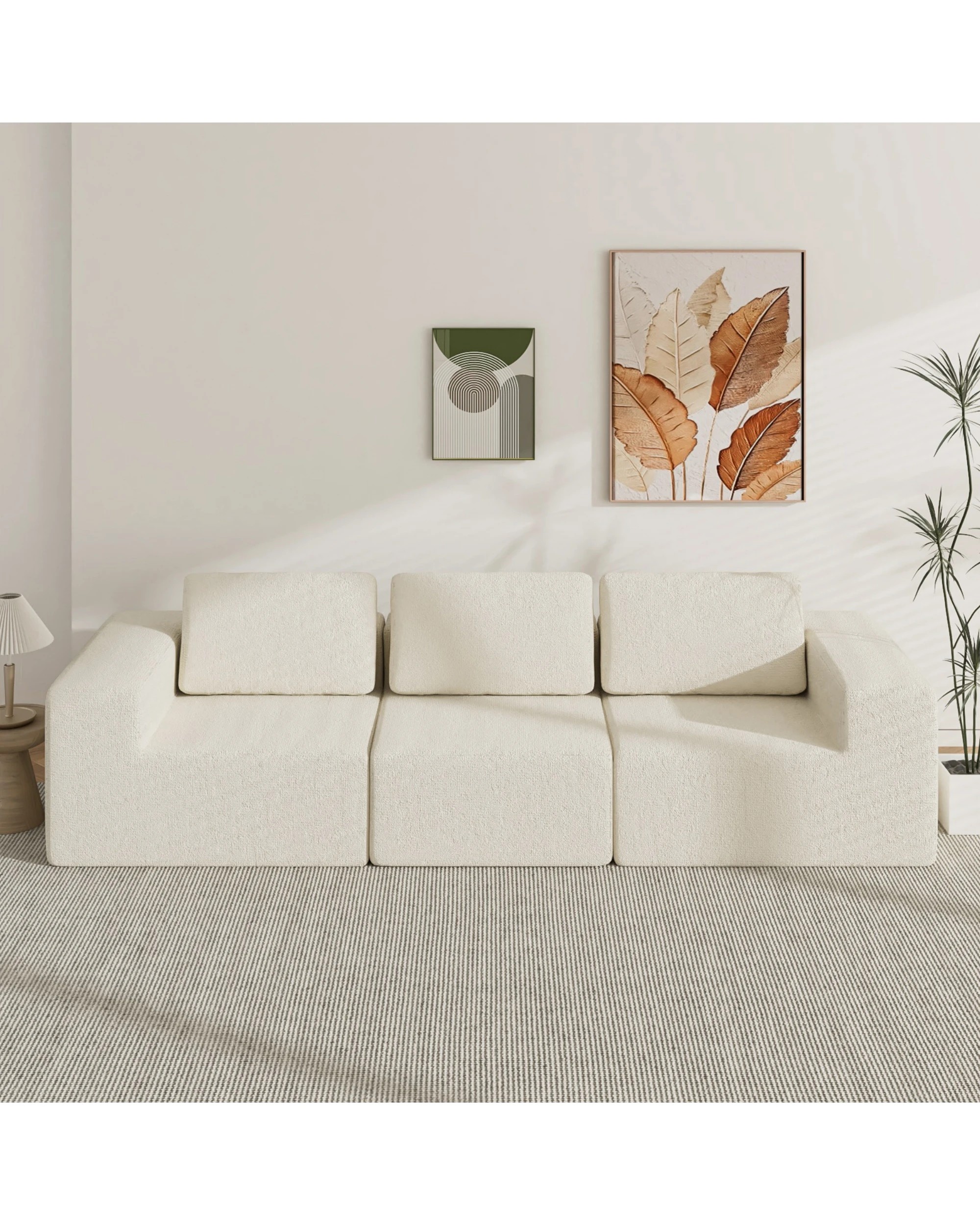2 Advwin 265cm 3 Seater Sofa Chenille Fabric Modern Modular Sectional Couch No Assembly Foam Modular Sofa, 2 of 4