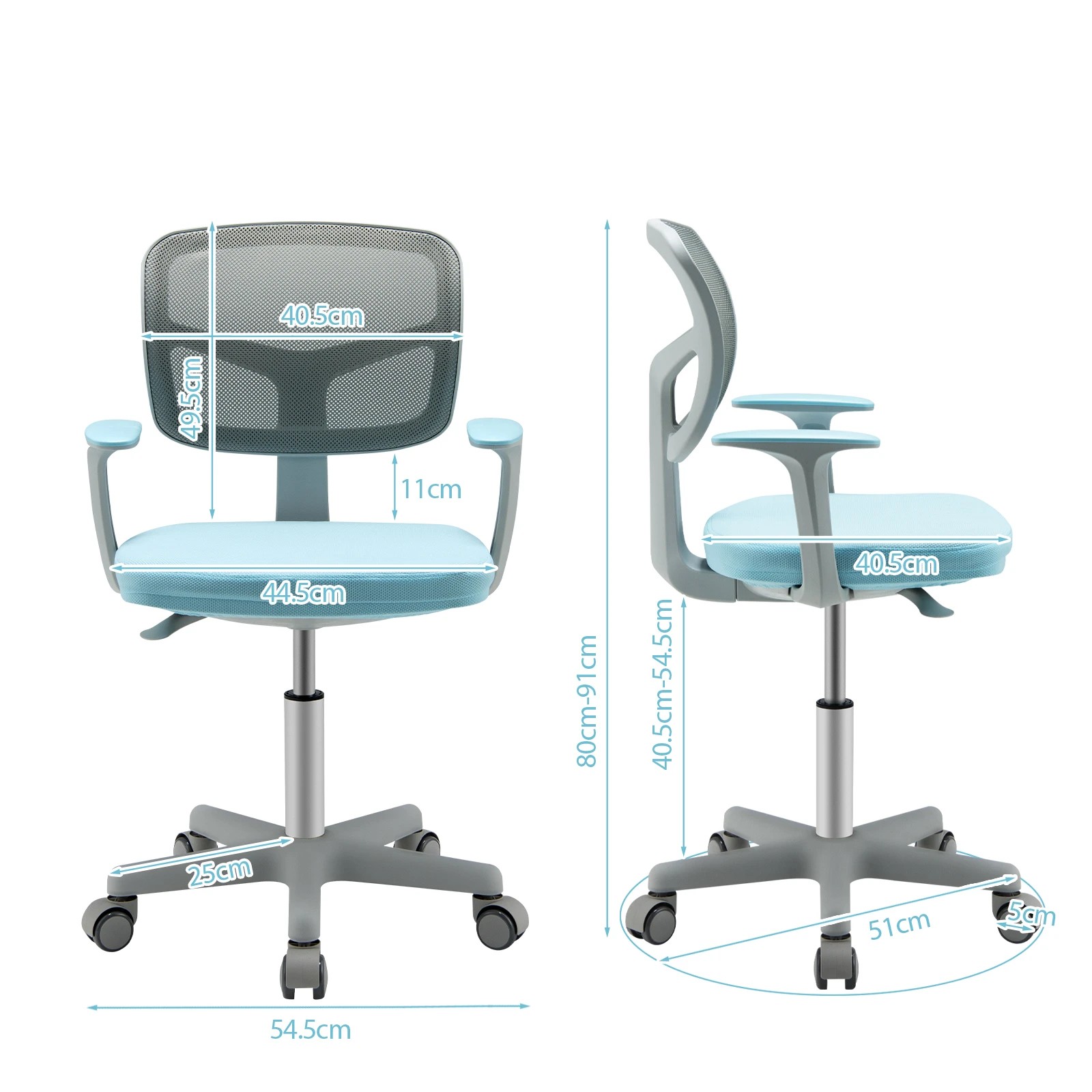 1 Costway Desk Study Chair Swivel Chair w/Adjustable Height - Blue, 1 of 5
