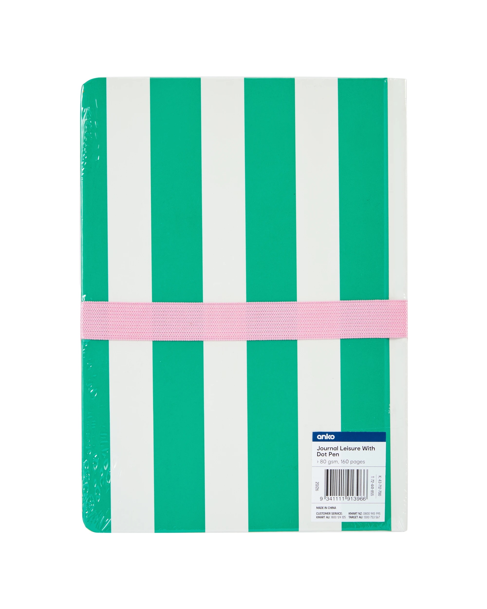 6 A5 Journal Green Stripe with Pen 80gsm 192 Pages, 6 of 6