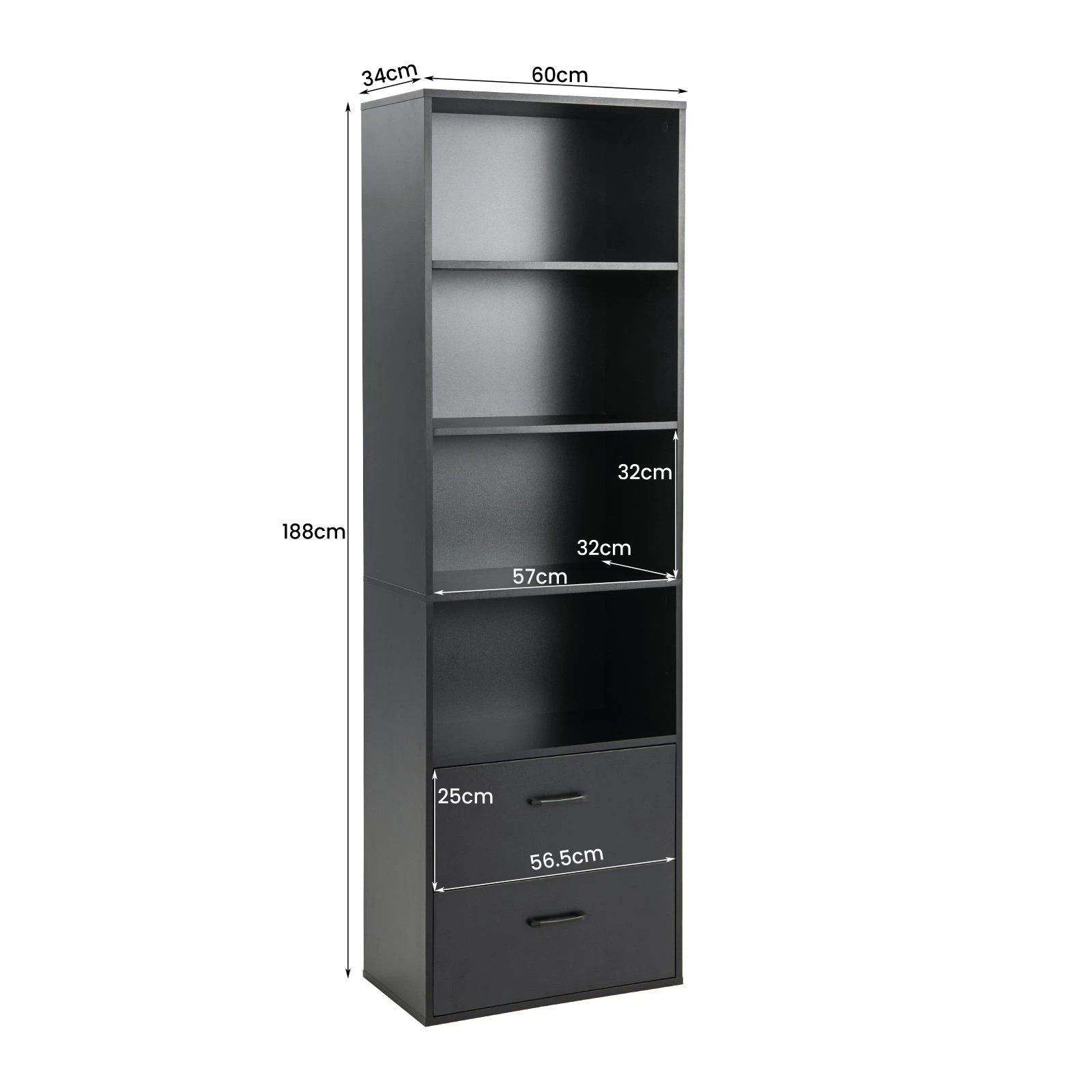 4 Costway 6-Tier Bookshelf w/2 Drawers Modern Bookcase Cube Display Shelf Storage Cabinet - Black, 4 of 5