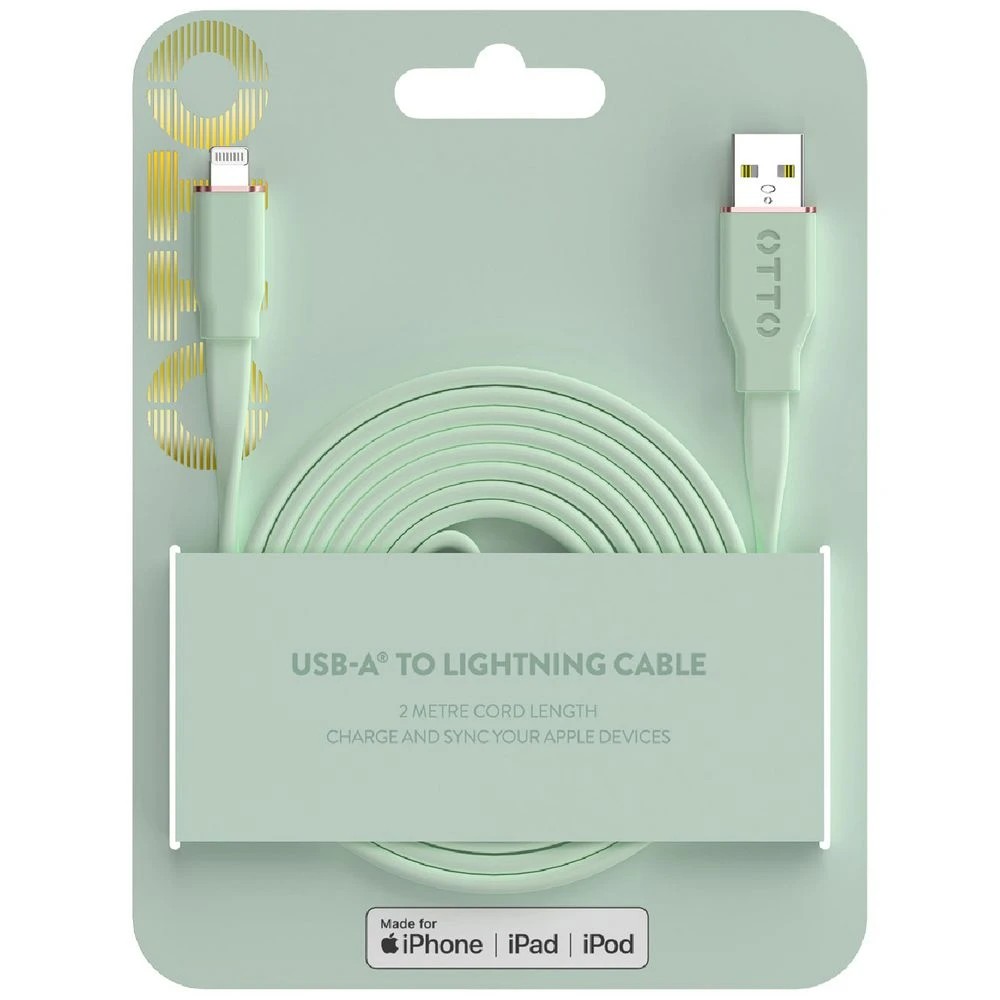 1 Otto 2m USB-A to Lightning Cable Mint, 1 of 7