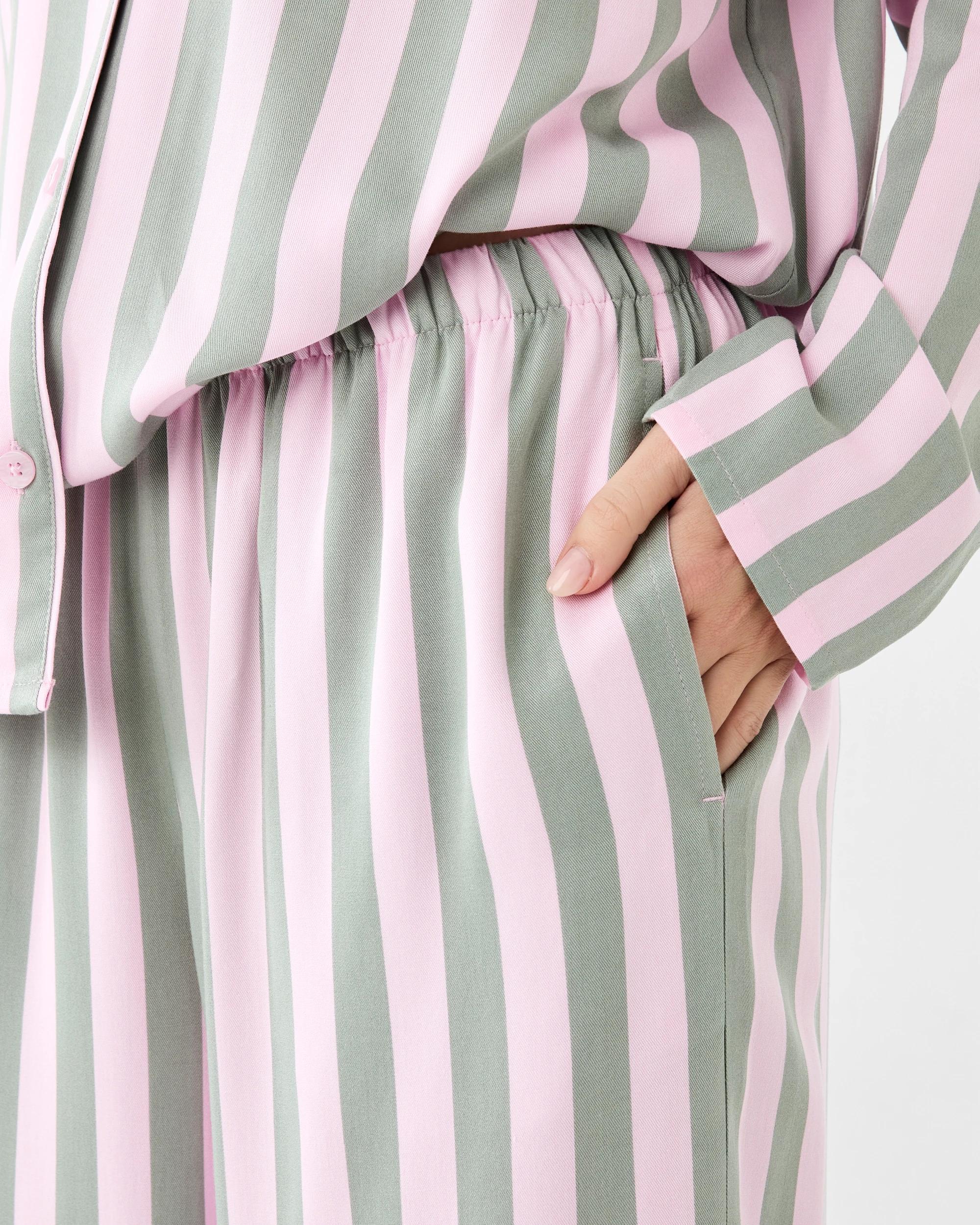 7 Long Sleeve Viscose Twill Pyjama Set Candy Strp, 7 of 7