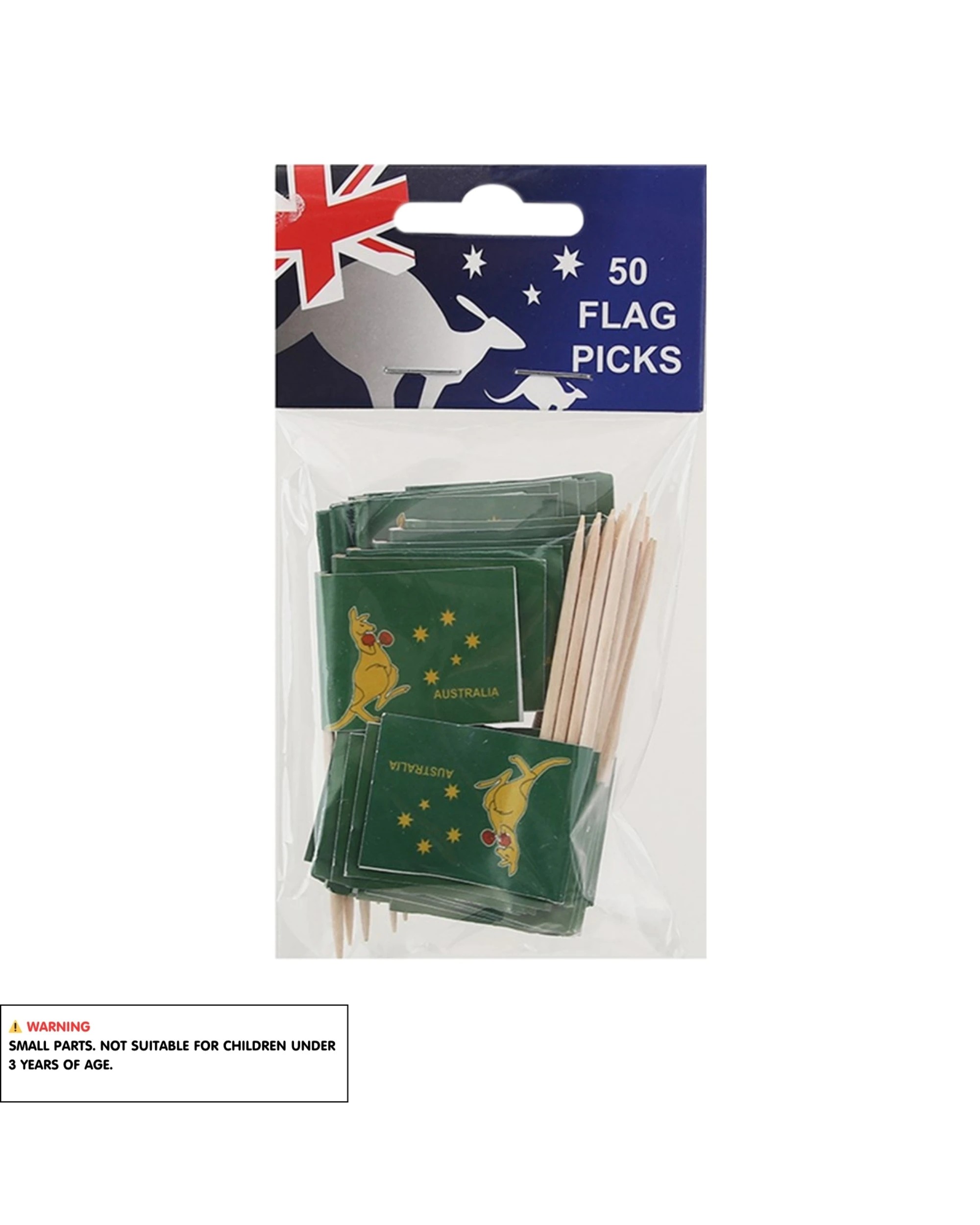 2 Party Planet Aussie Boxing Kangaroo Flag Picks Pack of 50Green, Yellow - Green, 2 of 2