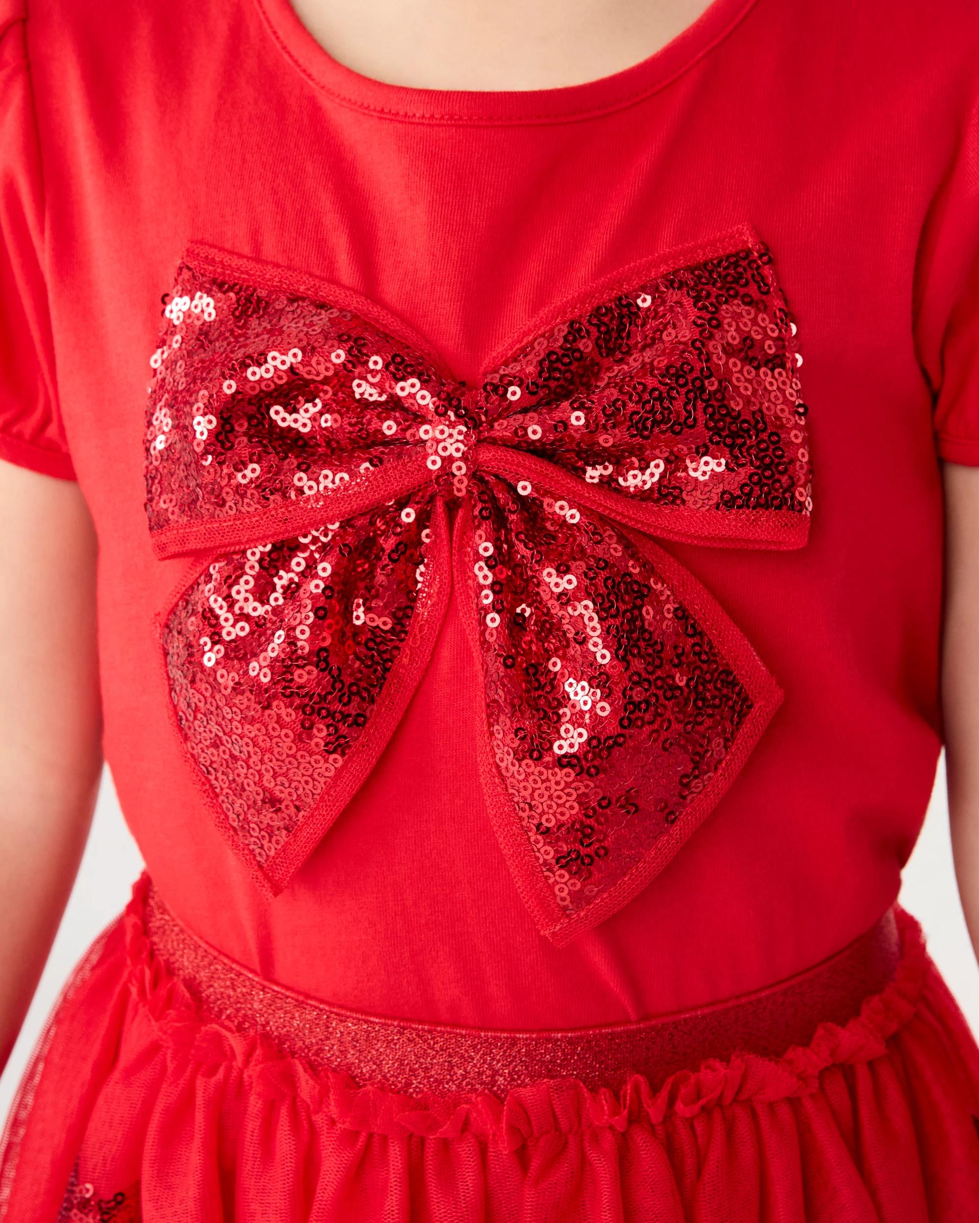4 Christmas Bow Sequin T-shirt Strawberry, 4 of 7