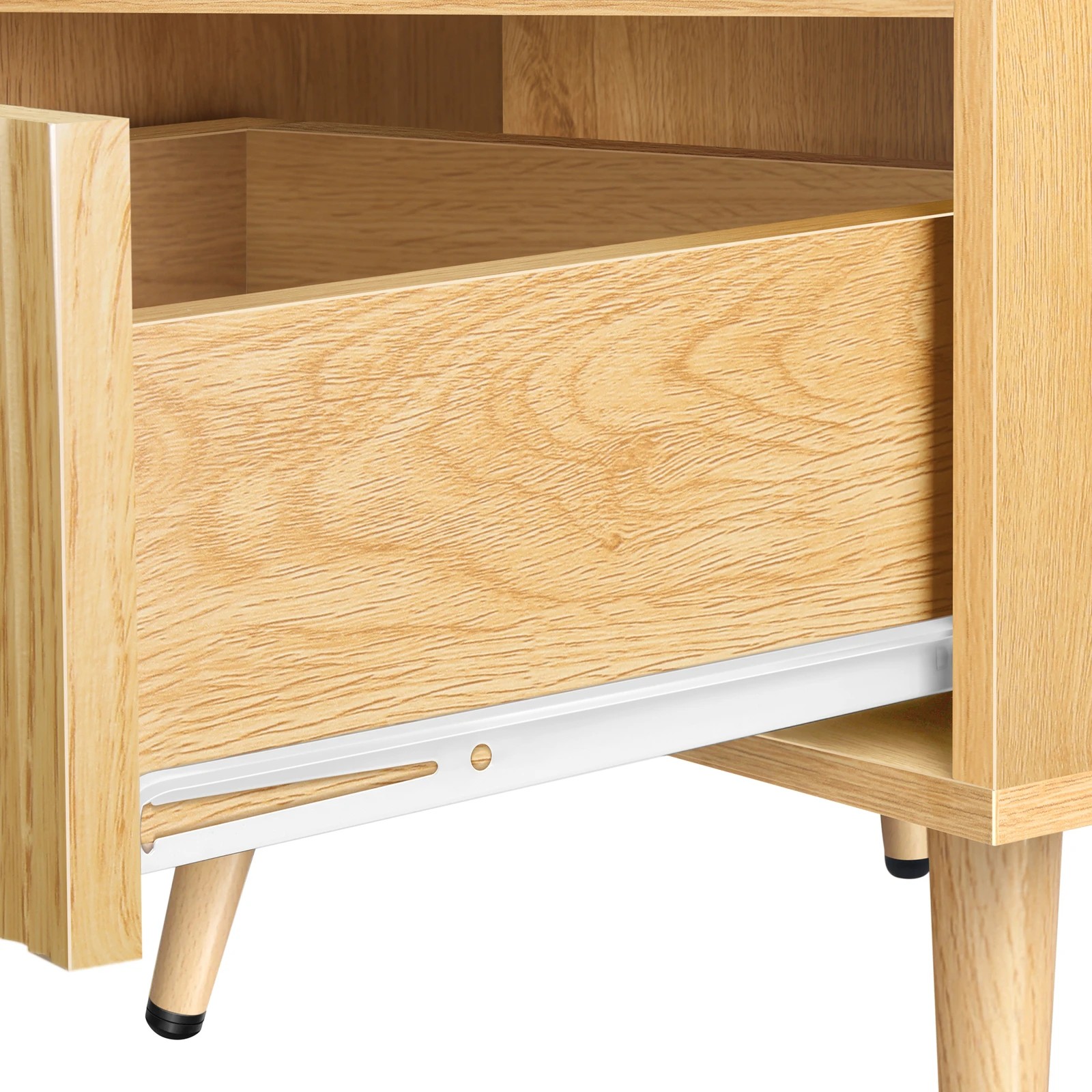 9 Alfordson 2x Bedside Table 1 Drawer Side Storage Shelf Nightstand - Oak, 9 of 10