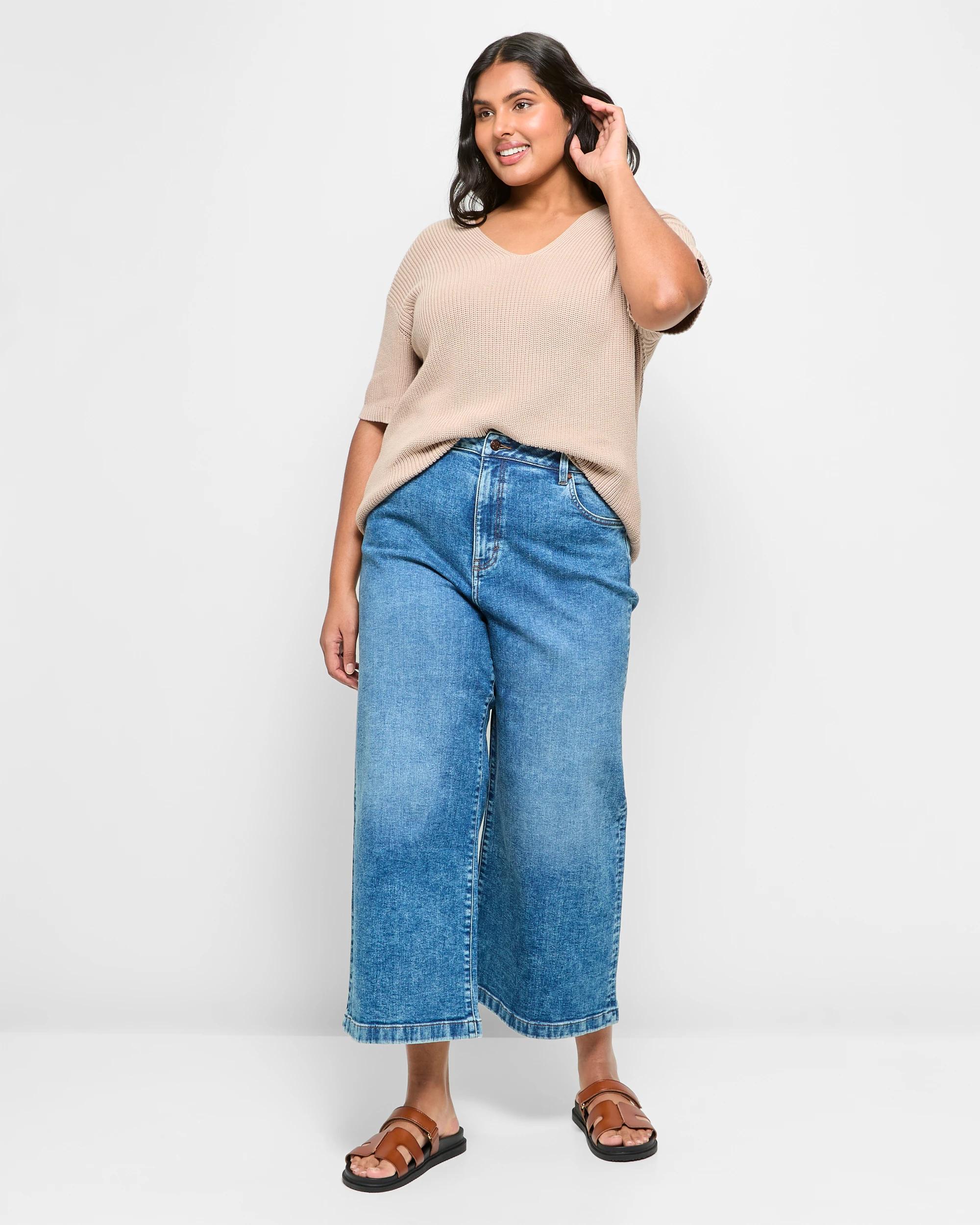 1 Target Plus Size Crop Length Wide Leg Denim Jeans ERA BLUE, 1 of 5