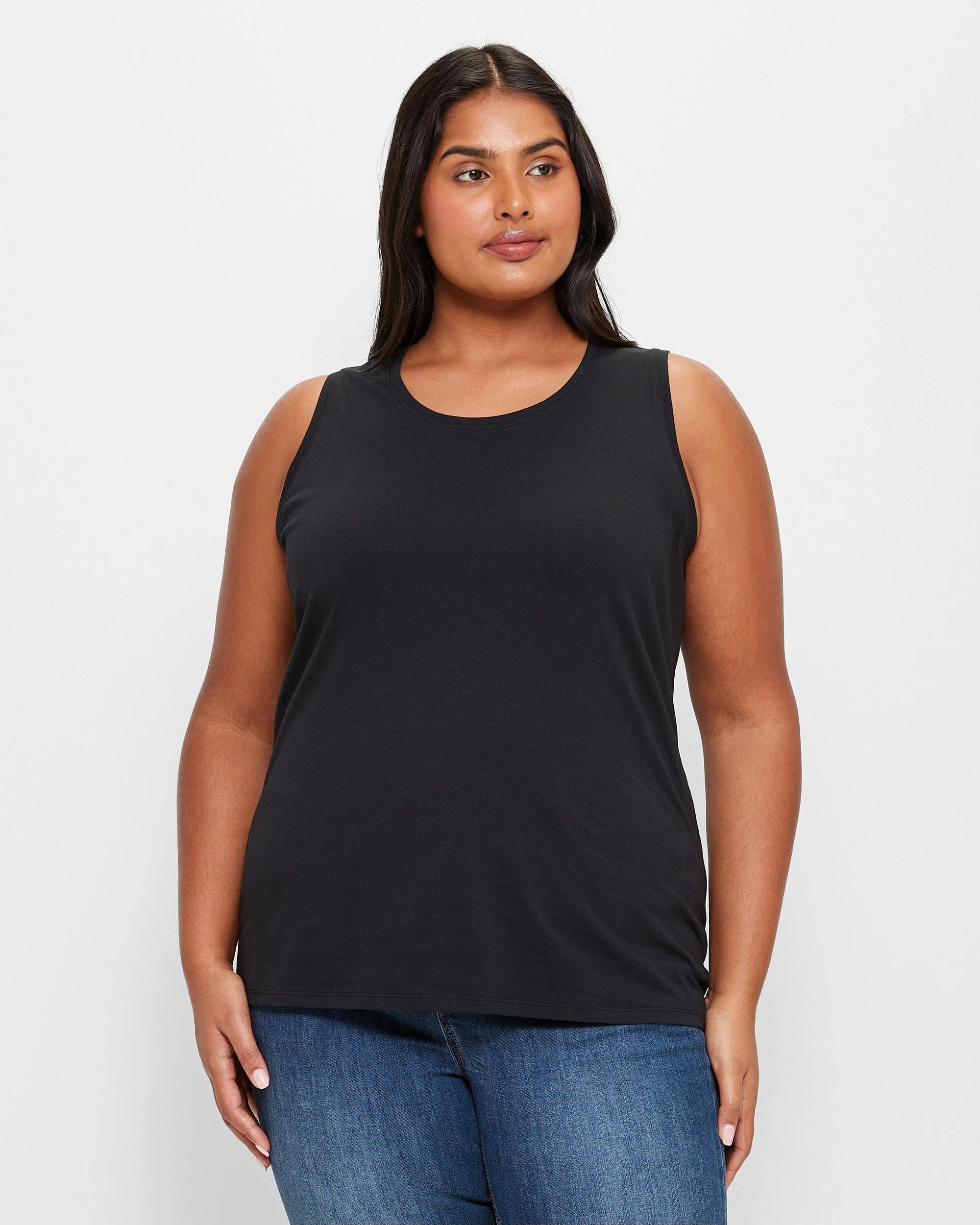 1 Target Curve Plus Size Australian Cotton Blend Sleeveless Tank BLACK, 1 of 9