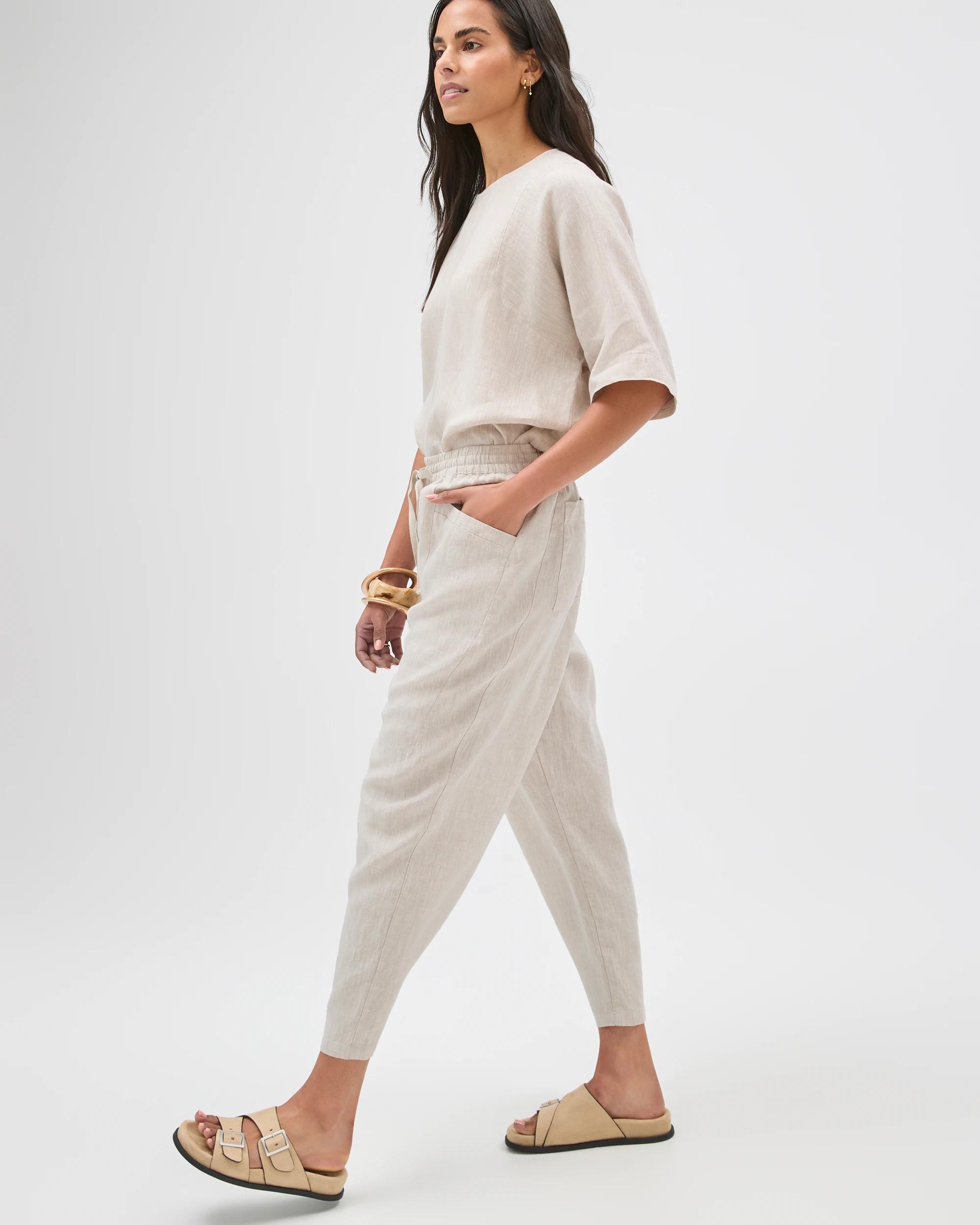 3 Target Woman European Linen Tapered Pants FLAX, 3 of 7