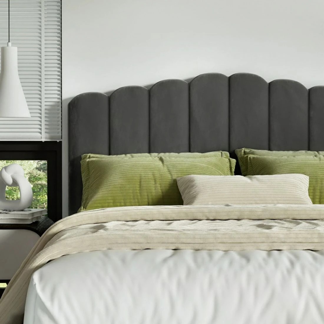 5 Artiss Bed Frame Double Size Velvet FION - Grey, 5 of 6