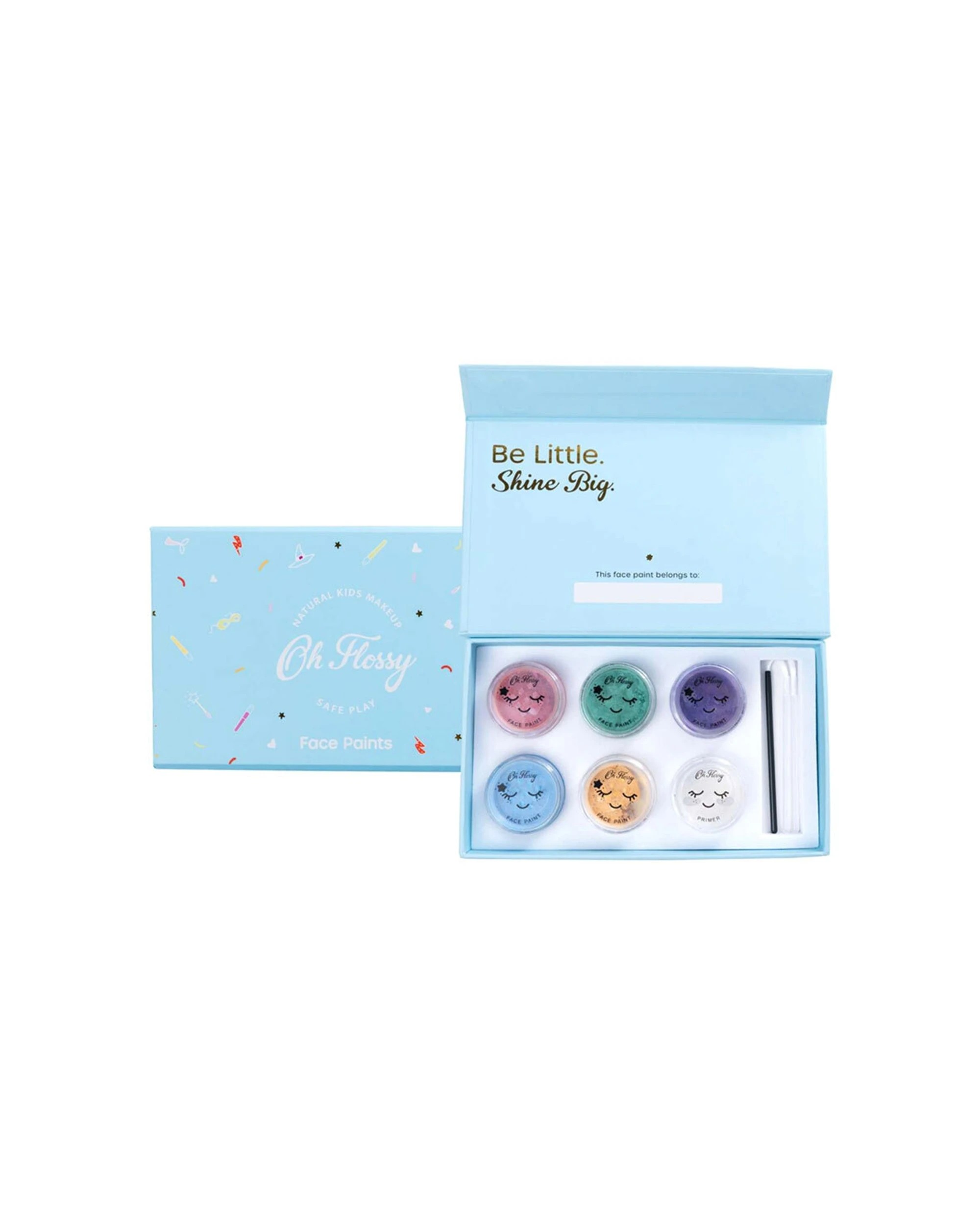 1 OH FLOSSY 9pc Kids Adults Cosmetic Colour Face Paint Set - Blue, 1 of 8