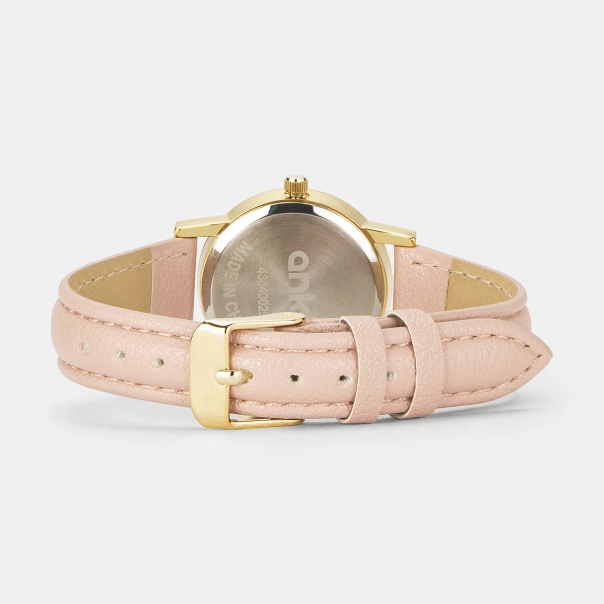 2 Womens Analogue Watch with Gold Case & Peach Strap, 2 of 6