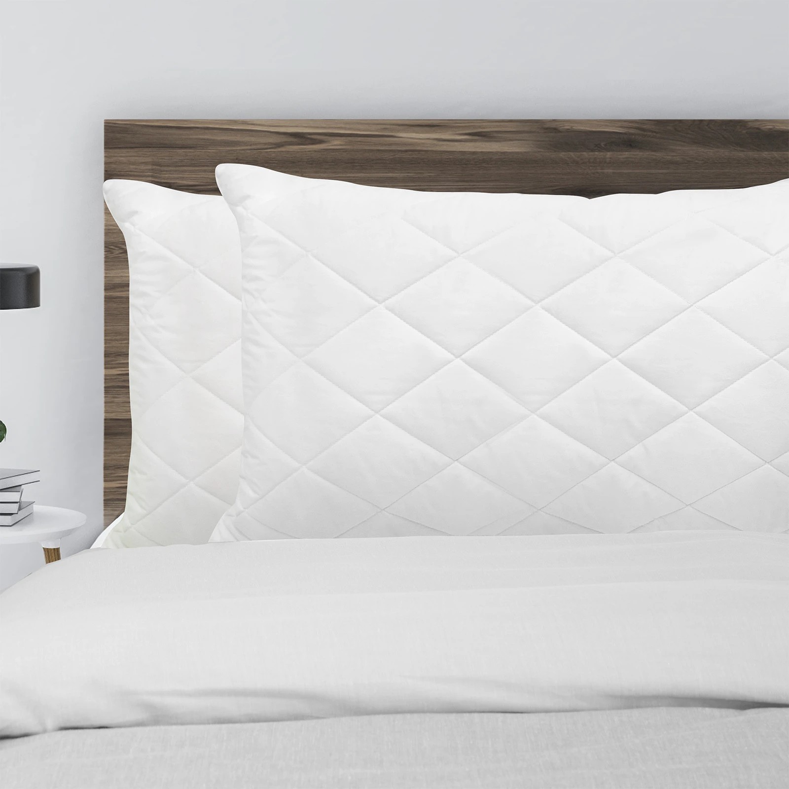 1 Royal Comfort Luxury Bamboo Blend Quilted Pillow Extra Fill Support Twin Pack - White, 1 of 2
