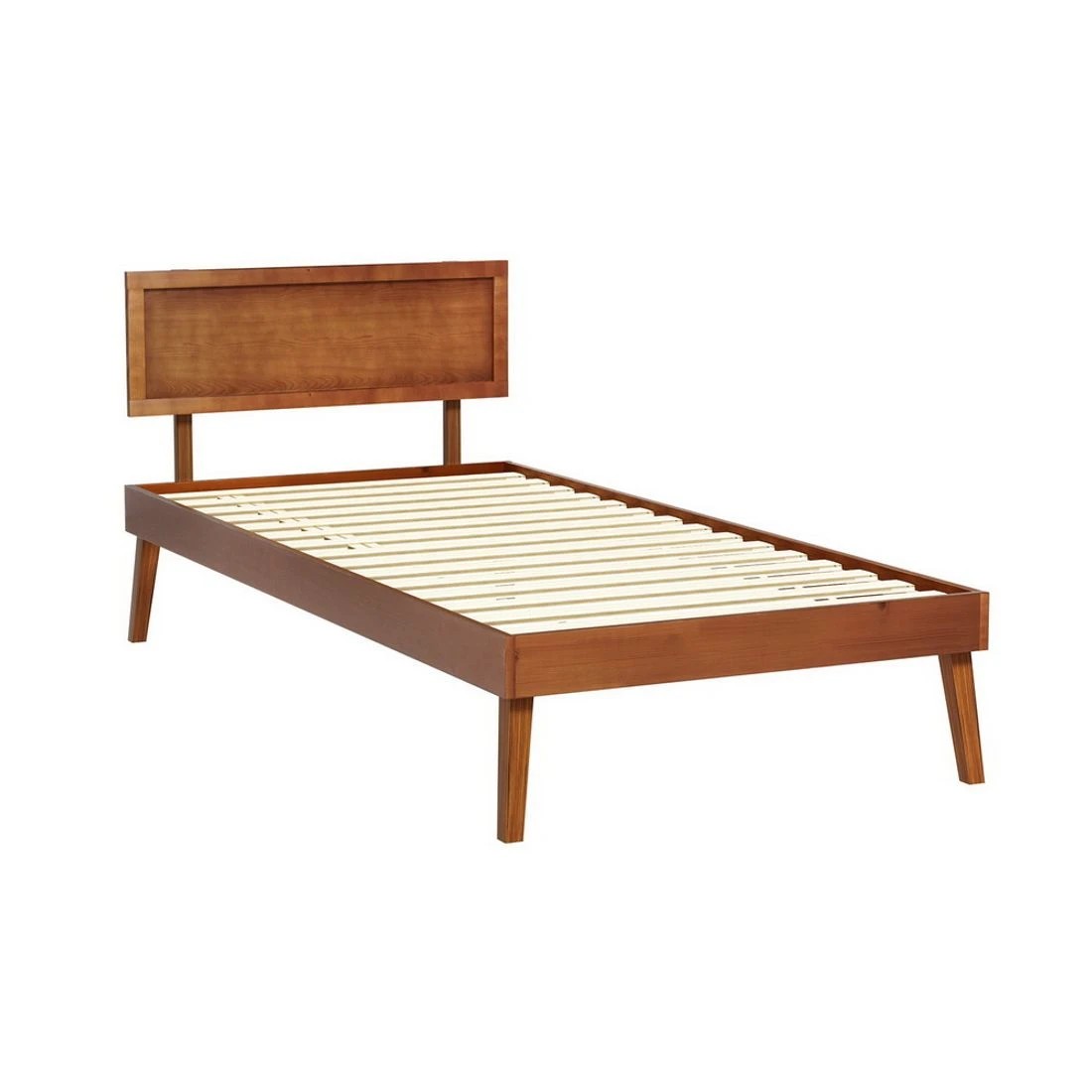 1 Artiss Bed Frame Single Size Wooden Bed Base Walnut - Brown, 1 of 7