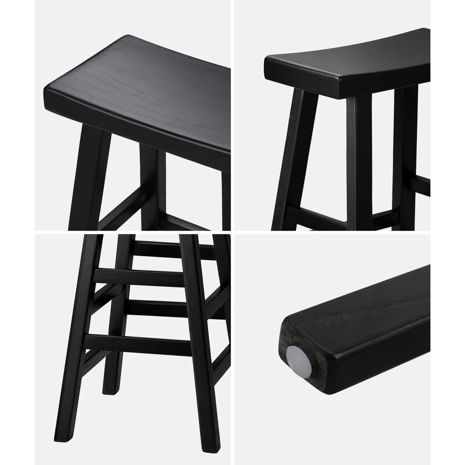 4 Oikiture 2x Bar Stools Kitchen Stool Wooden Counter Chairs Barstools
 - Black, 4 of 10