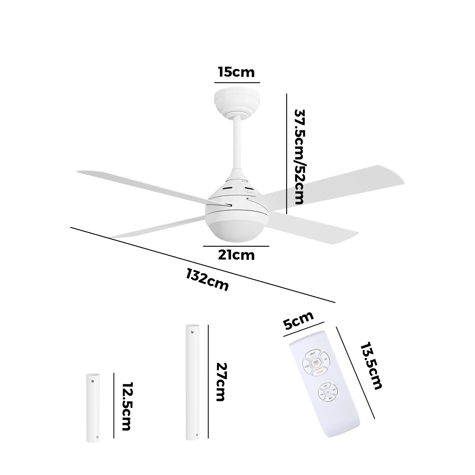 2 Vevare 52" Ceiling Fan AC Motor with LED Light & Remote Control, 2 of 10