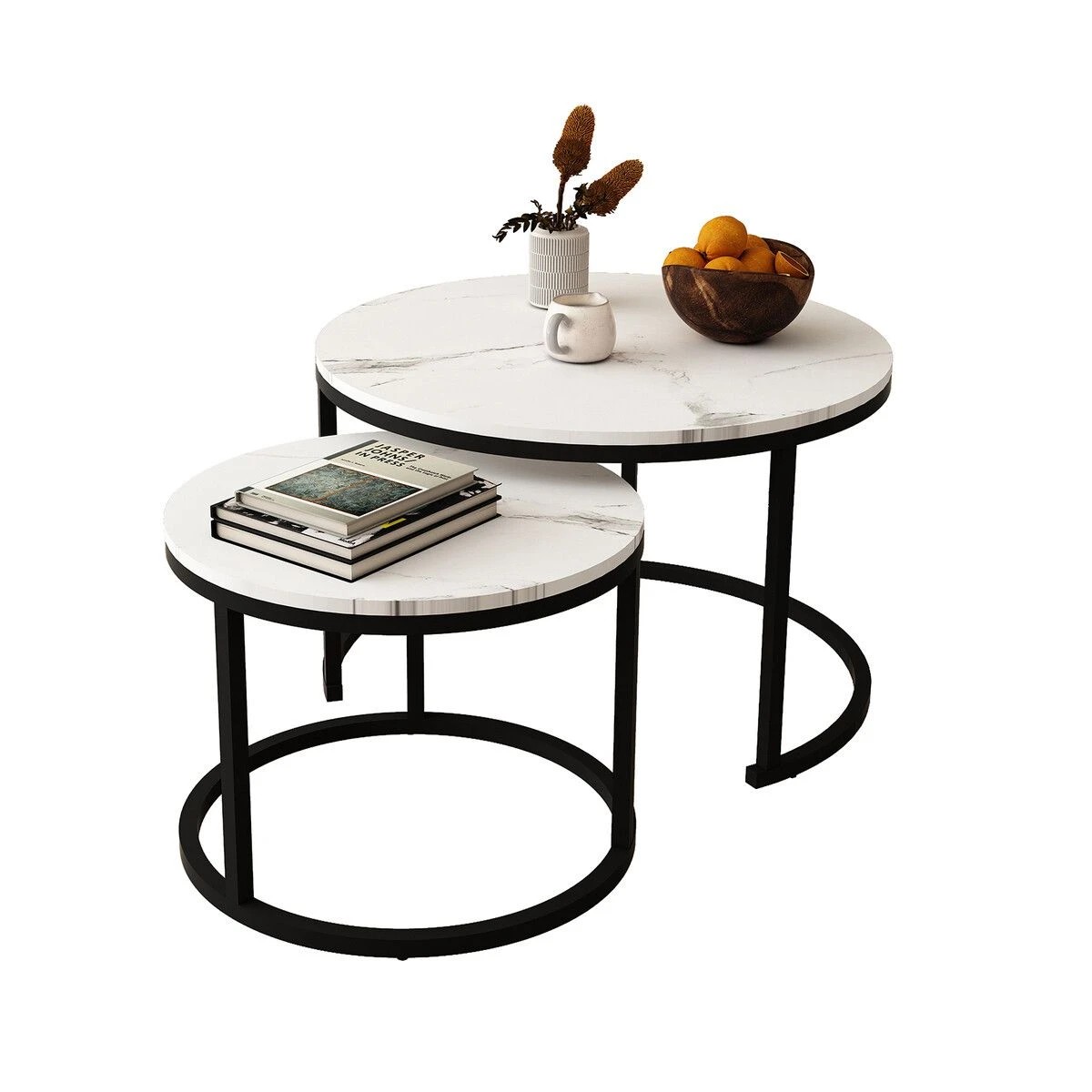 1 Ausway 2 Round Coffee Table Nesting Bed Side Sofa, 1 of 6