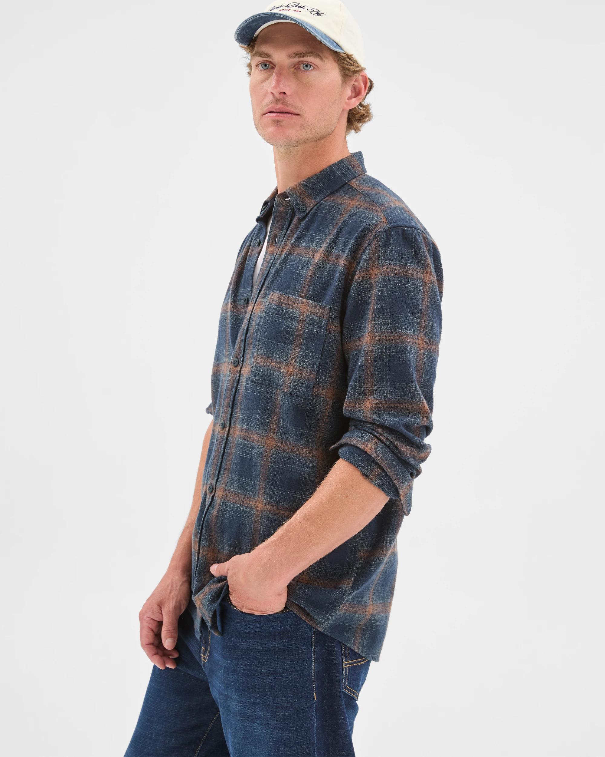 5 Target Man Long Sleeve Brushed Check Shirt NAVY, 5 of 6