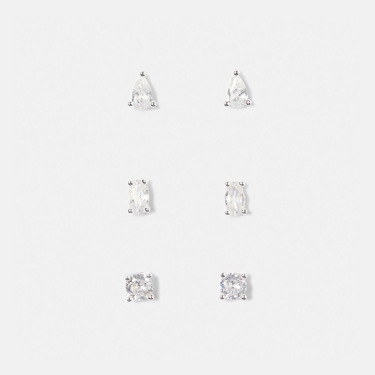 1 3 Pack Sterling Silver Stacking Earrings Silver, 1 of 5