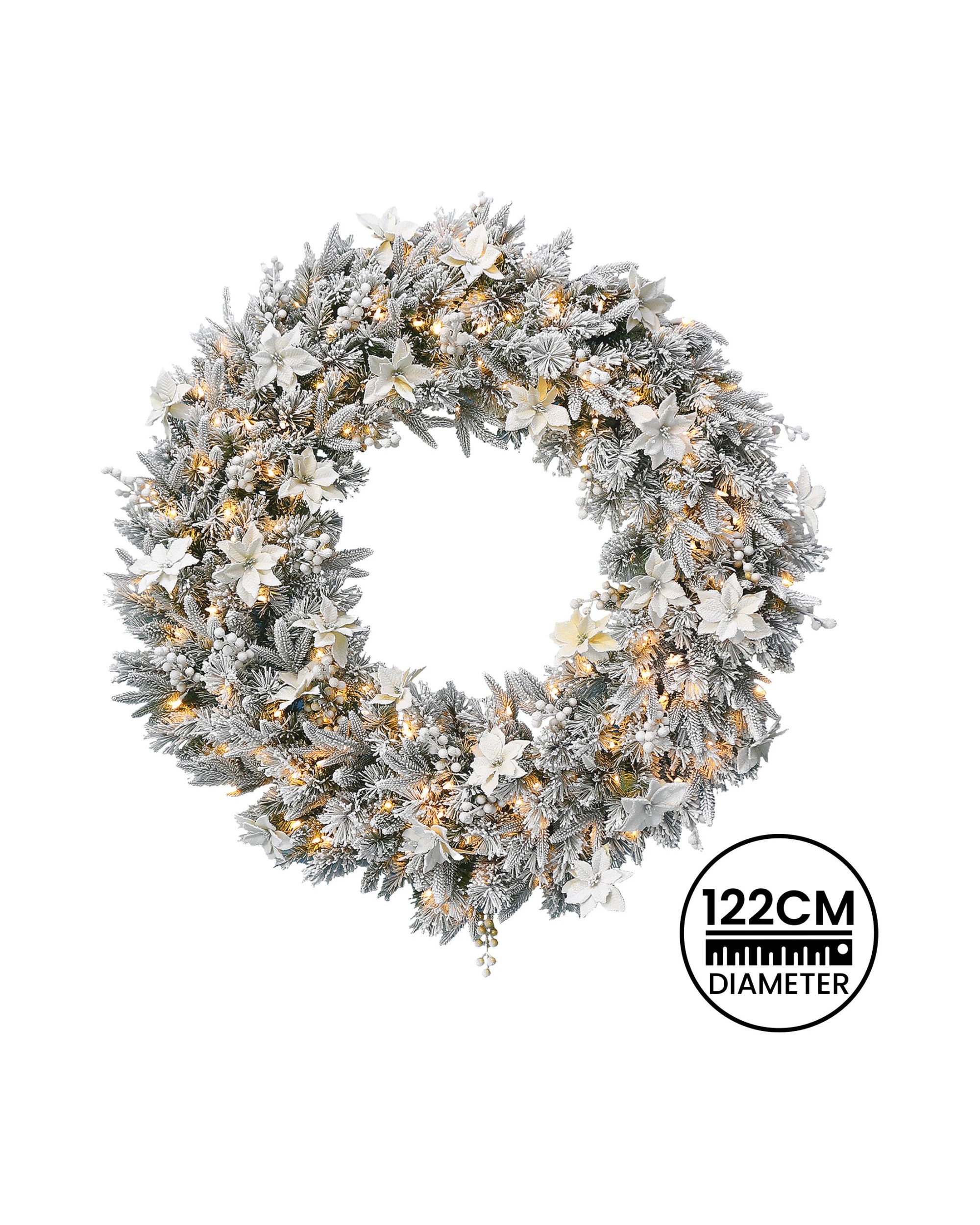 4 National Tree Company Frosted Colonial Pre-lit Christmas Wreath - 122cm, 4 of 7