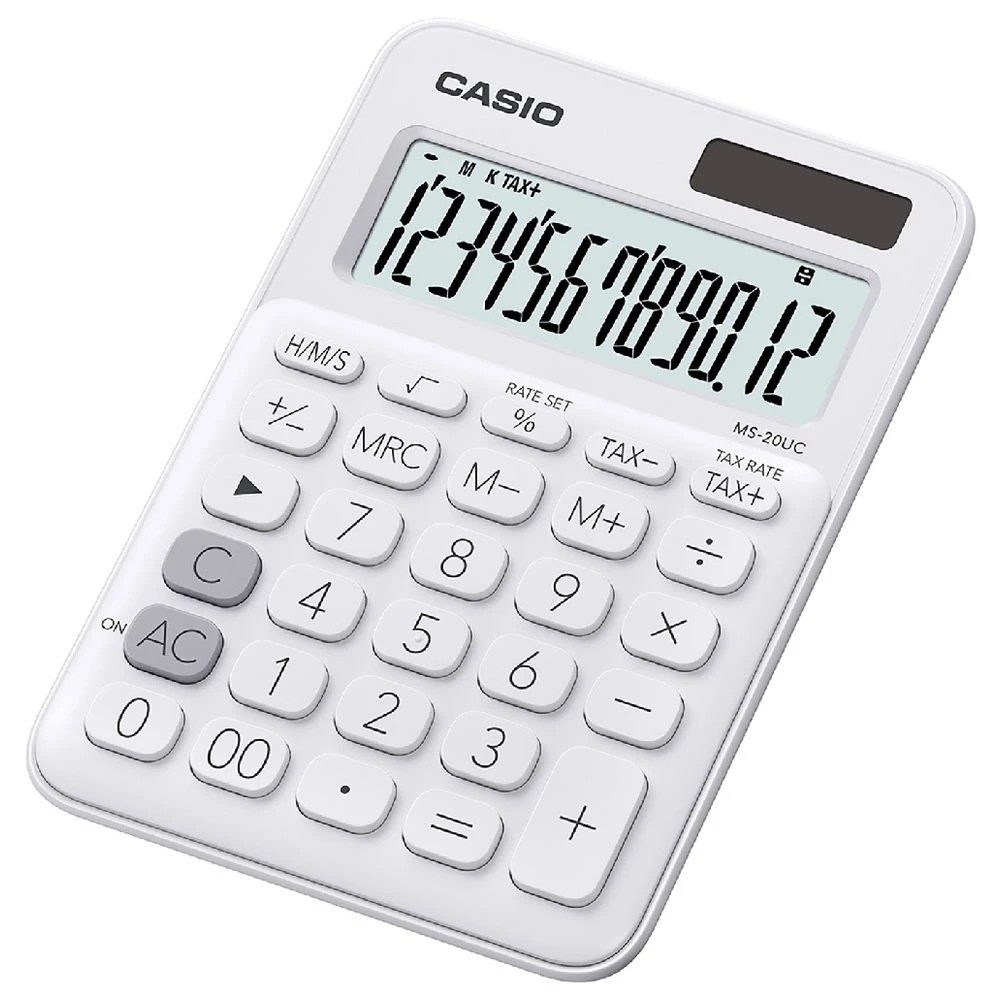 2 Casio 12 Digit Desktop Calculator White MS20UC, 2 of 4