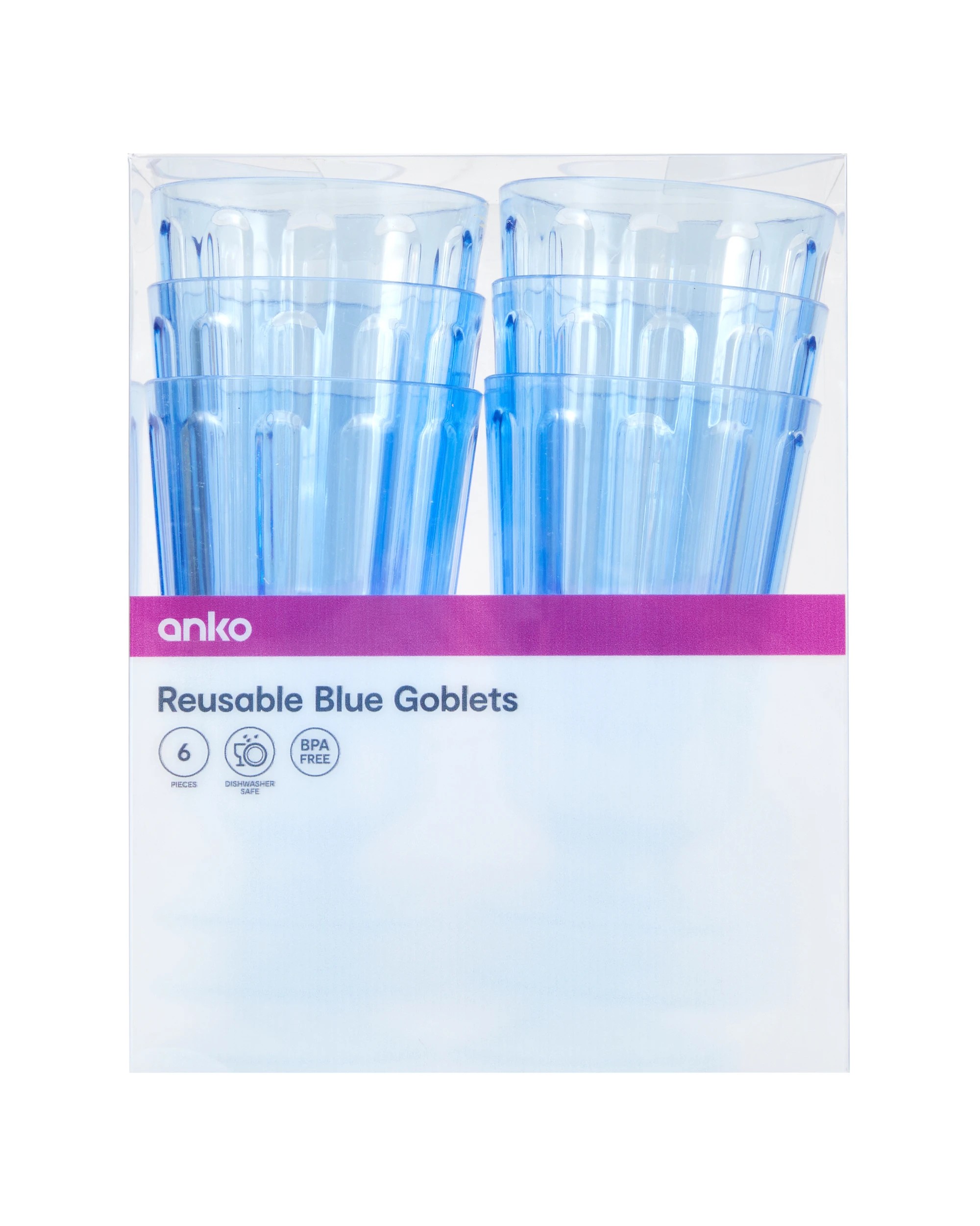 5 6 Reusable Blue Goblets, 5 of 5