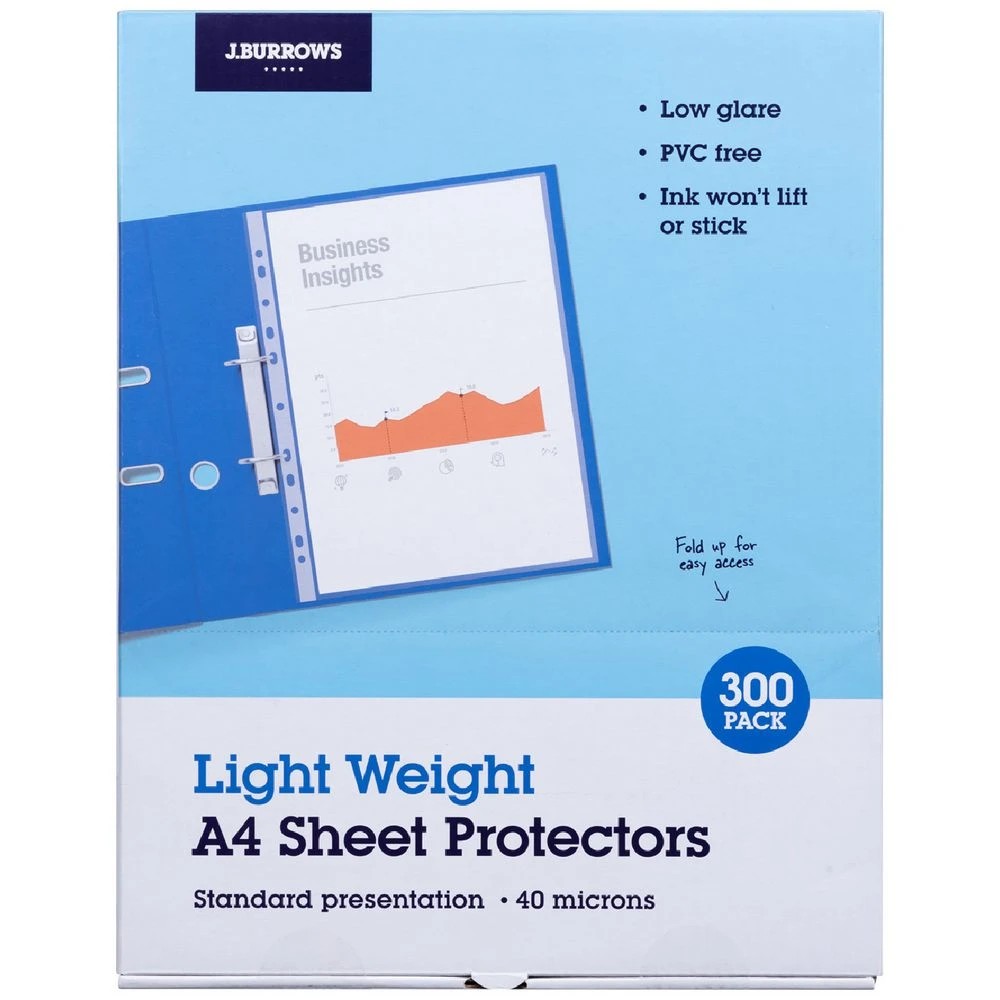 1 J.Burrows A4 Sheet Protector 40 Microns 300 Pack, 1 of 2