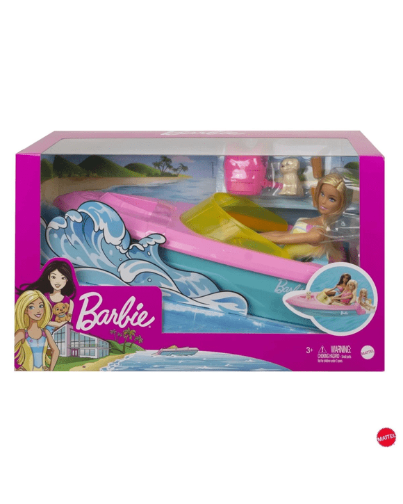 Barbie Doll and Boat with Puppy and Accessories