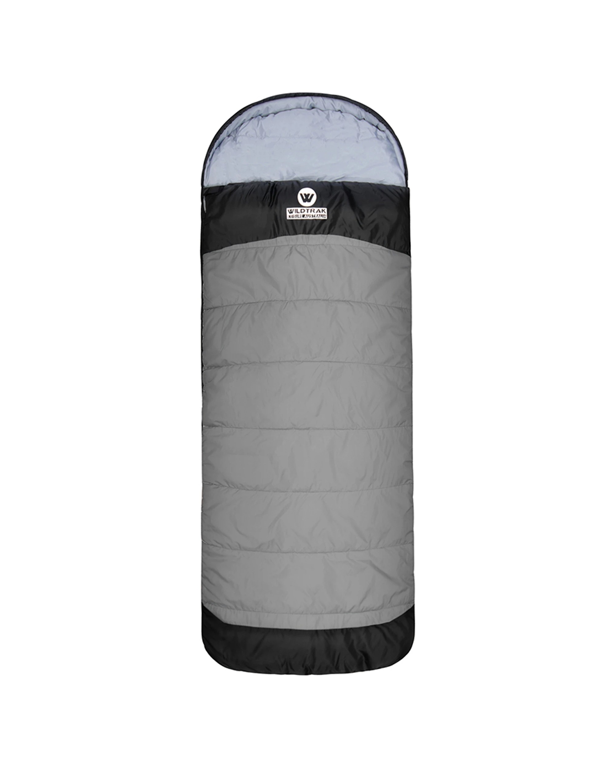 1 Wildtrak Murray Hooded Jumbo Sleeping Bag Auto Locking Zippers - Grey, 1 of 3