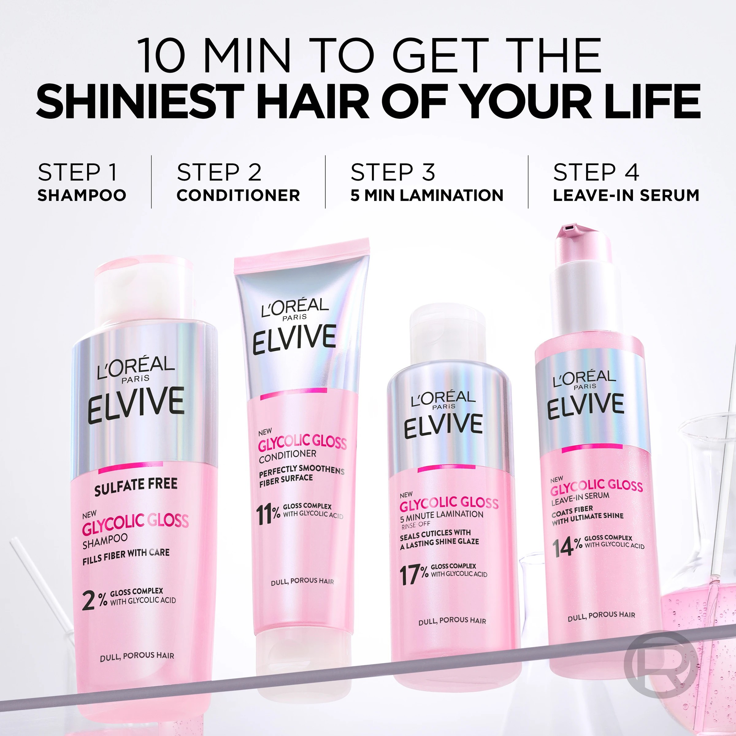 3 L'Oreal Paris Elvive Glycolic Gloss Leave-in Serum - 14% Gloss Complex with Glycolic Acid, 3 of 8