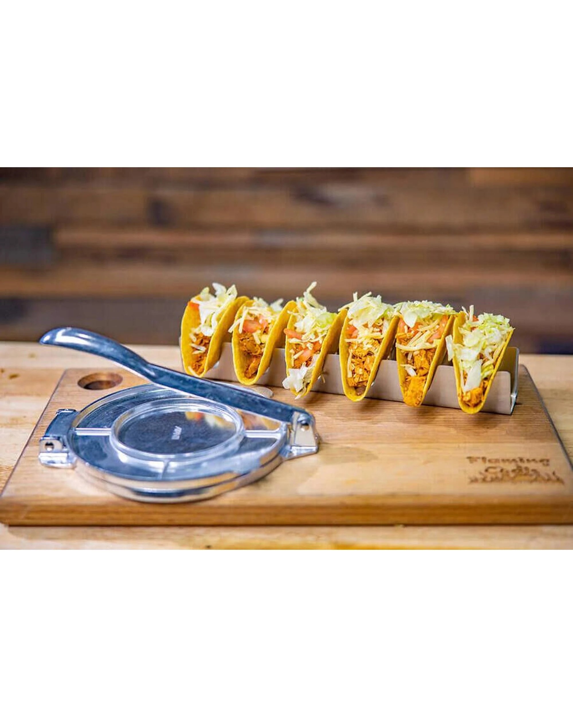 4 Flaming Coals Taco Holder and Tortilla Press Combo Pack, 4 of 5