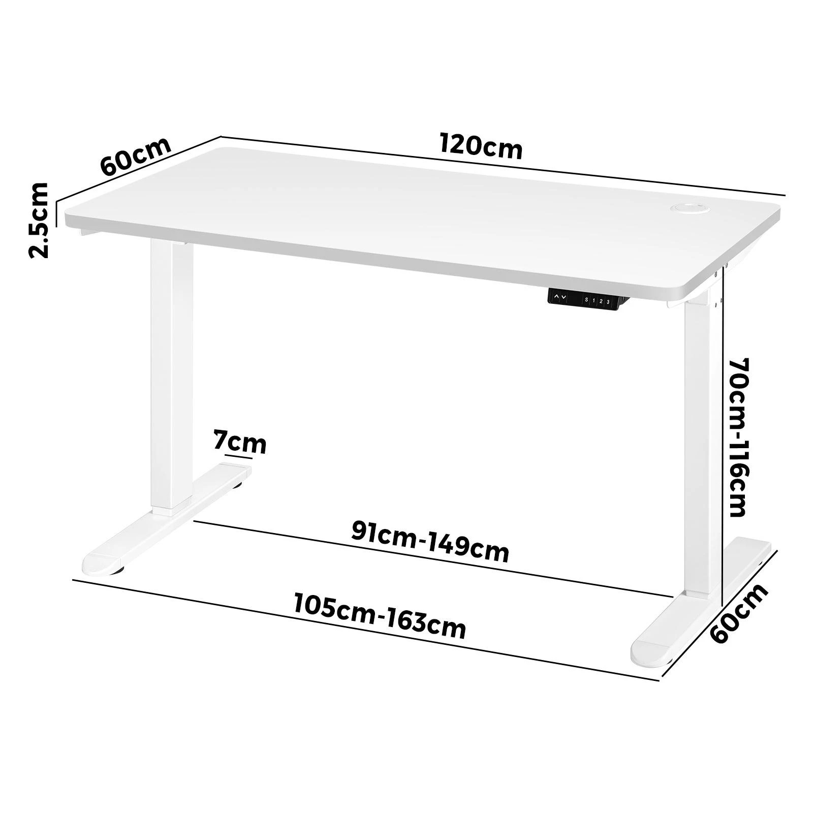 4 Oikiture 120cm Electric Standing Desk Single Motor Desktop
 - White, 4 of 4