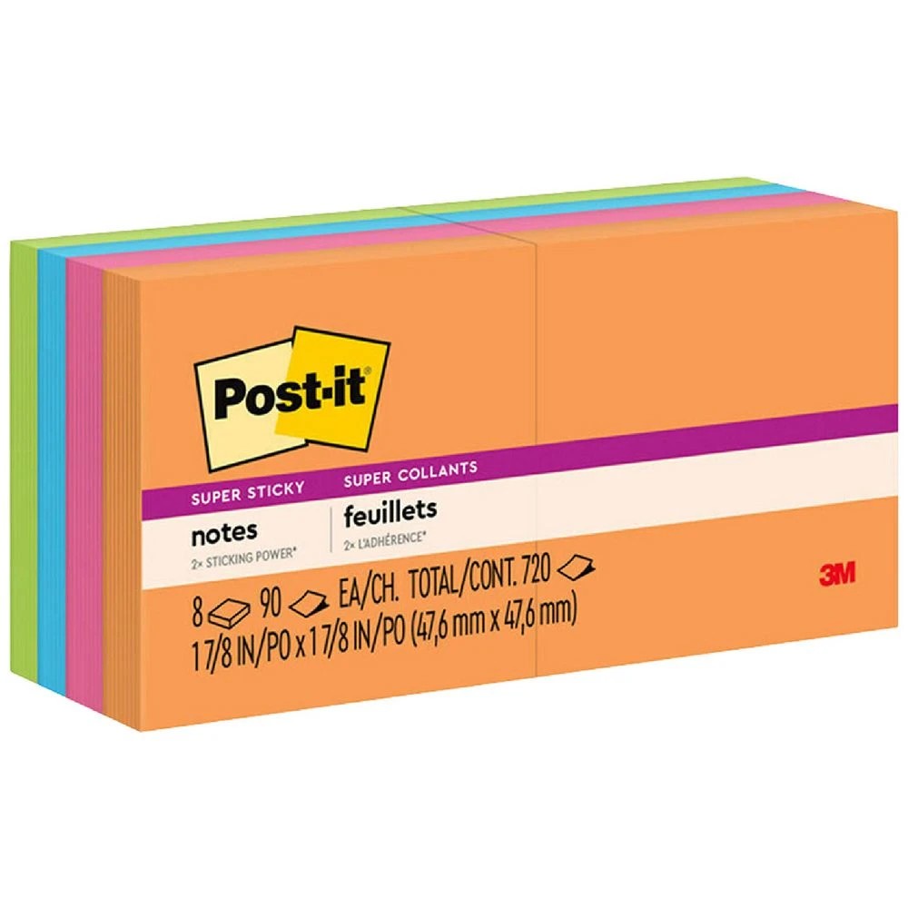 1 Post-it Super Sticky Notes 47 x 47mm Energy Boost 8 Pack, 1 of 10