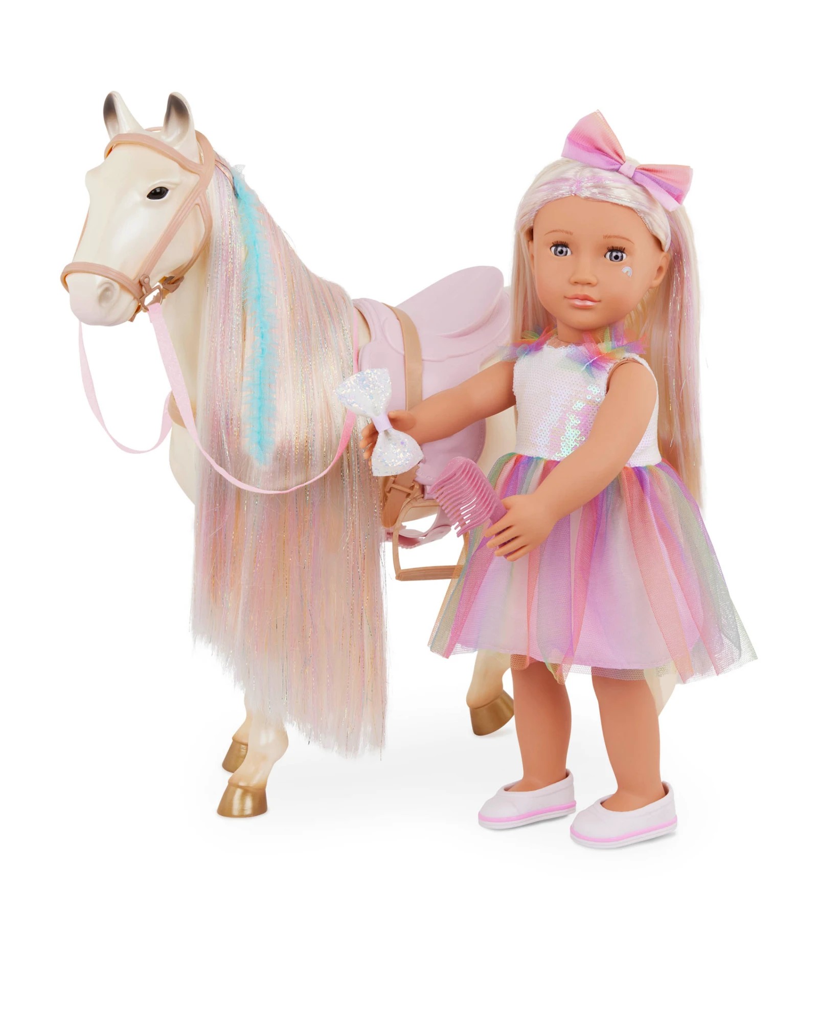 3 Our Generation Enchanting Horse 20-inch Toy Horse with Ultra-Long Rainbow Hair - Multi, 3 of 9