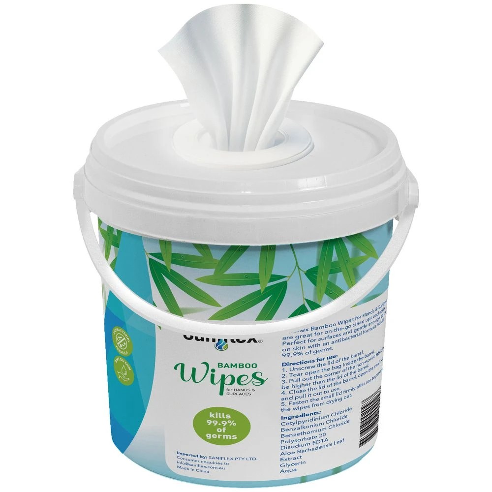 3 Saniflex Bamboo Antibacterial Hand & Surface Wipes 300 Pack, 3 of 3