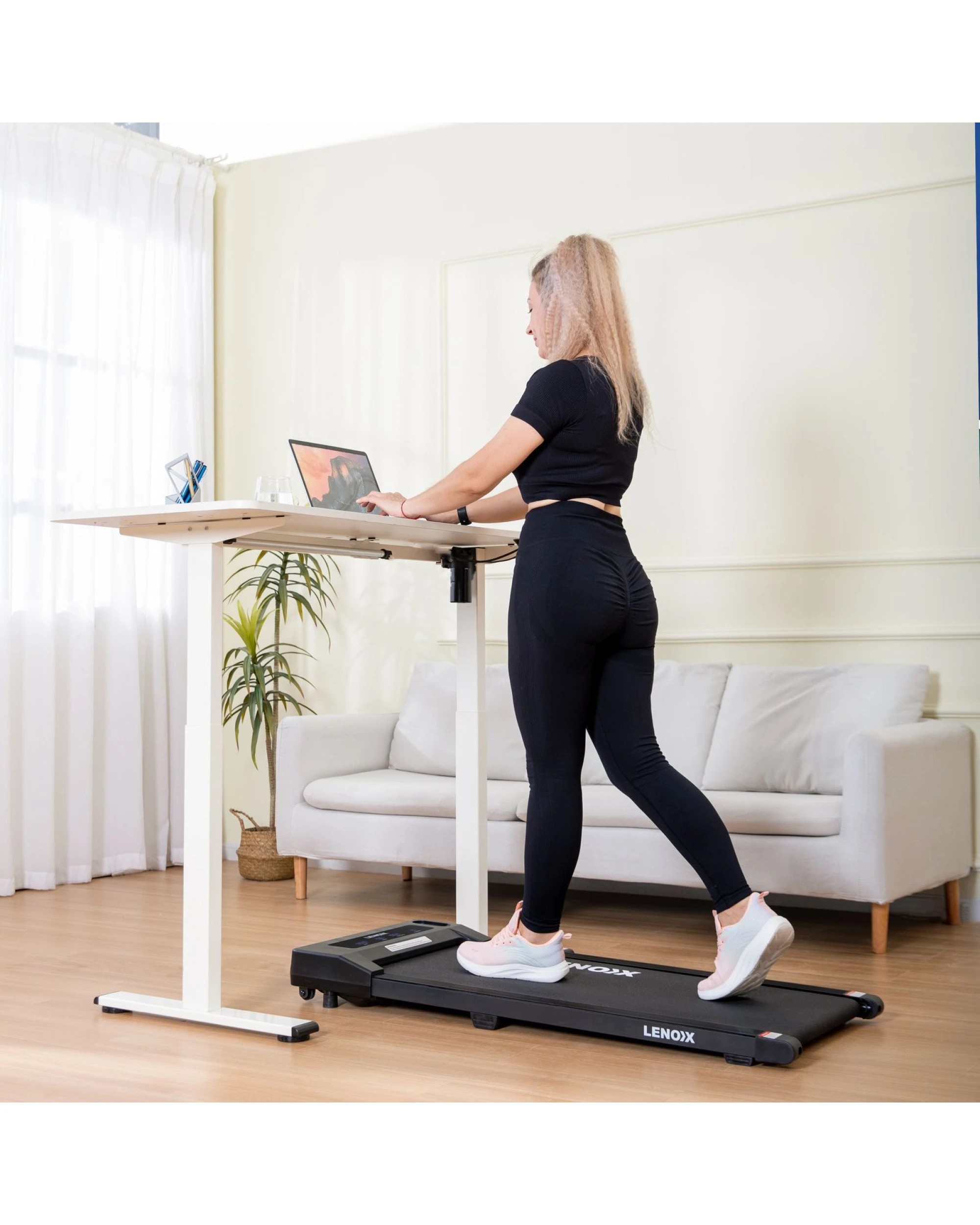 2 Lenoxx 1.5 HP 52cm Electric Walking Pad Treadmill with Remote Control and Display Screen, 2 of 10