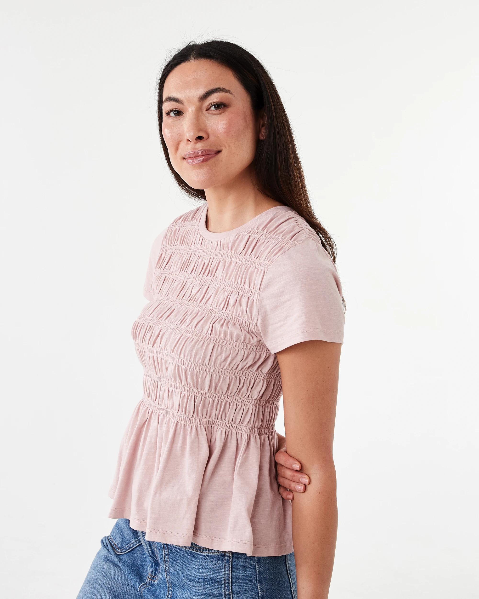 2 Short Sleeve Shirred Top Soft Prpl, 2 of 6