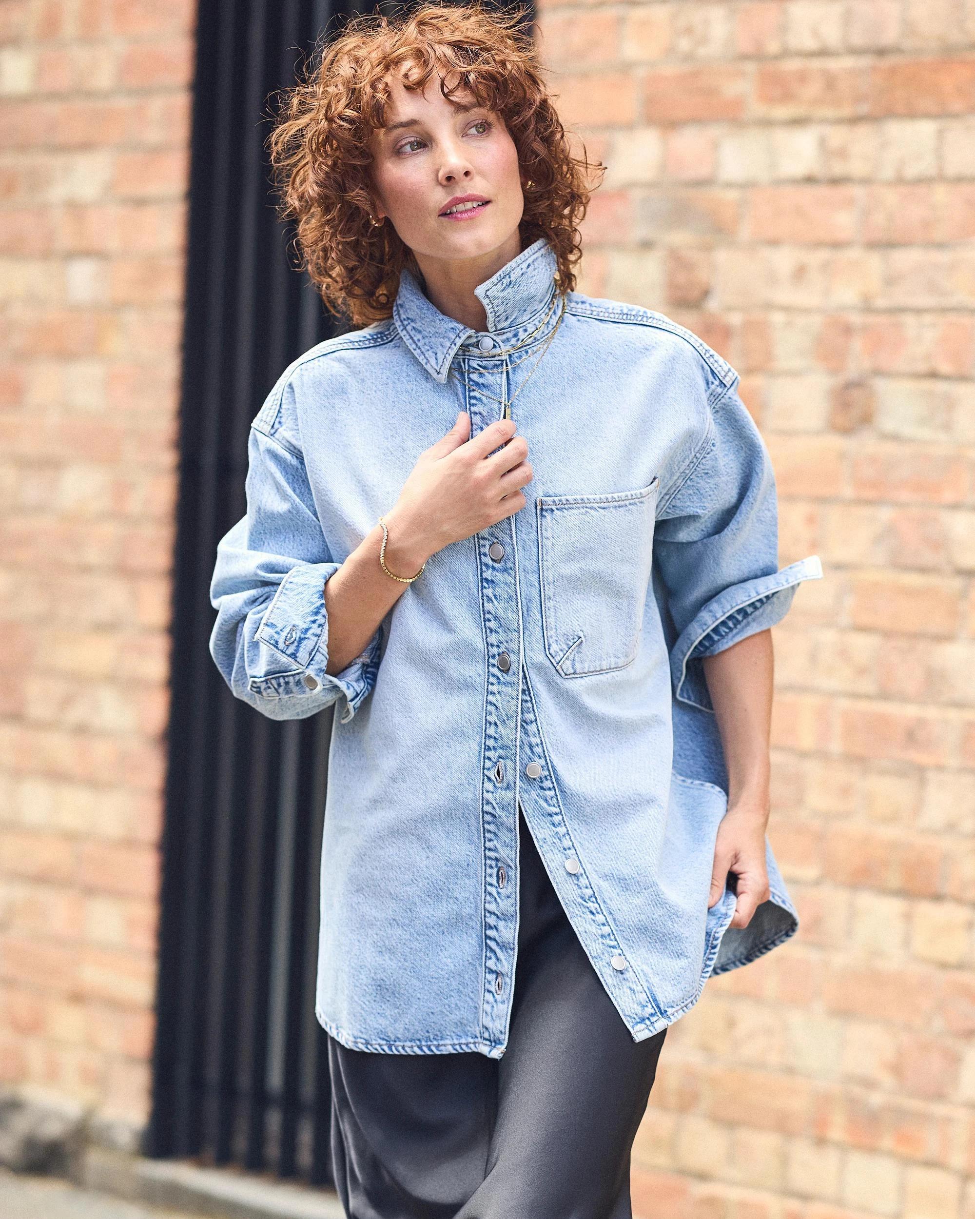 9 Lily Loves Denim Oversized Shirt SALTY BLUE, 9 of 10